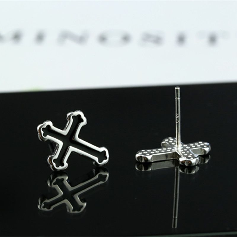 Jewelry × Sterling Silver Cross Punk Earrings One Pairs Chrome Jewelry Size ONE SIZE - 4 Thumbnail