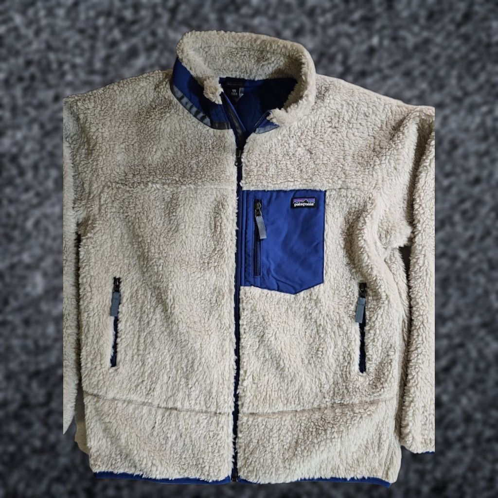Patagonia VINTAGE Patagonia Retro X Deep Pile Oatmeal & Navy Full Zip Girls Sz 2XL 16-18 Jacket Size XXL / US 16-18 / IT 52-54 - 1 Thumbnail