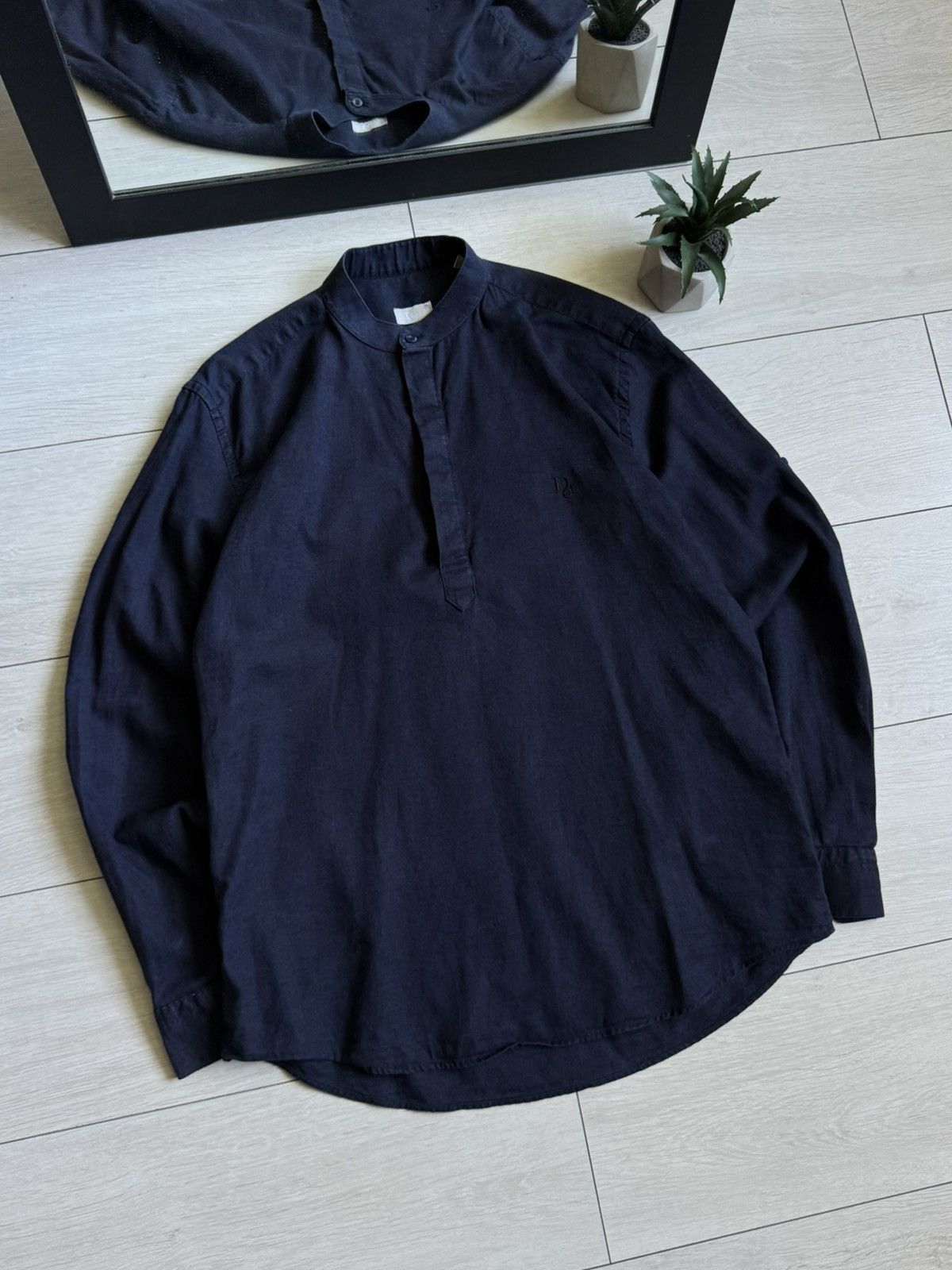 Dior Dior Linen Navy Luxury Button Up Shirt Size US L / EU 52-54 / 3 - 2 Thumbnail