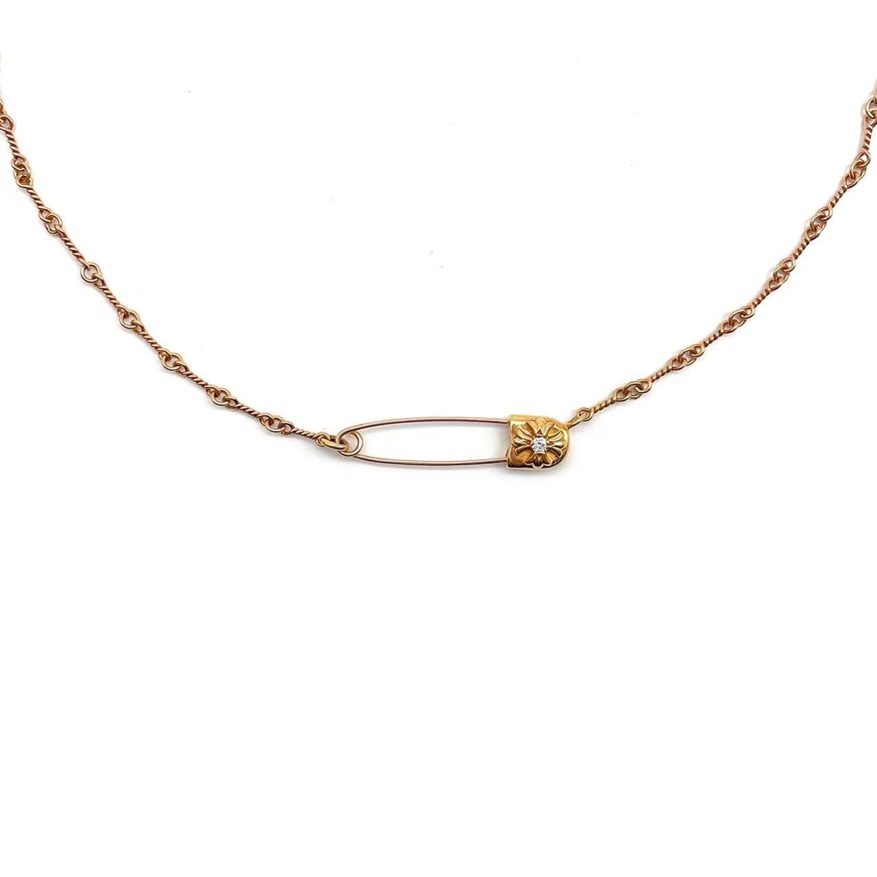 Chrome Hearts Chrome Hearts 22k Gold Diamond Twist Chain Pin Necklace Size ONE SIZE - 4 Thumbnail
