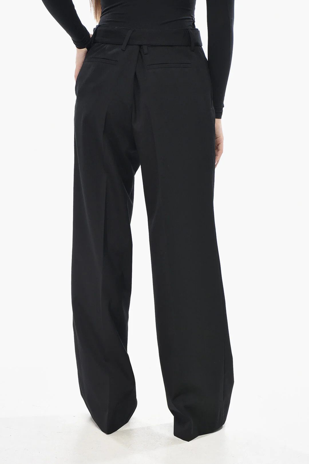 Prada og1mm0426 Gabardine Palazzo Pant in Black Size 28" / US 6 / IT 42 - 2 Thumbnail