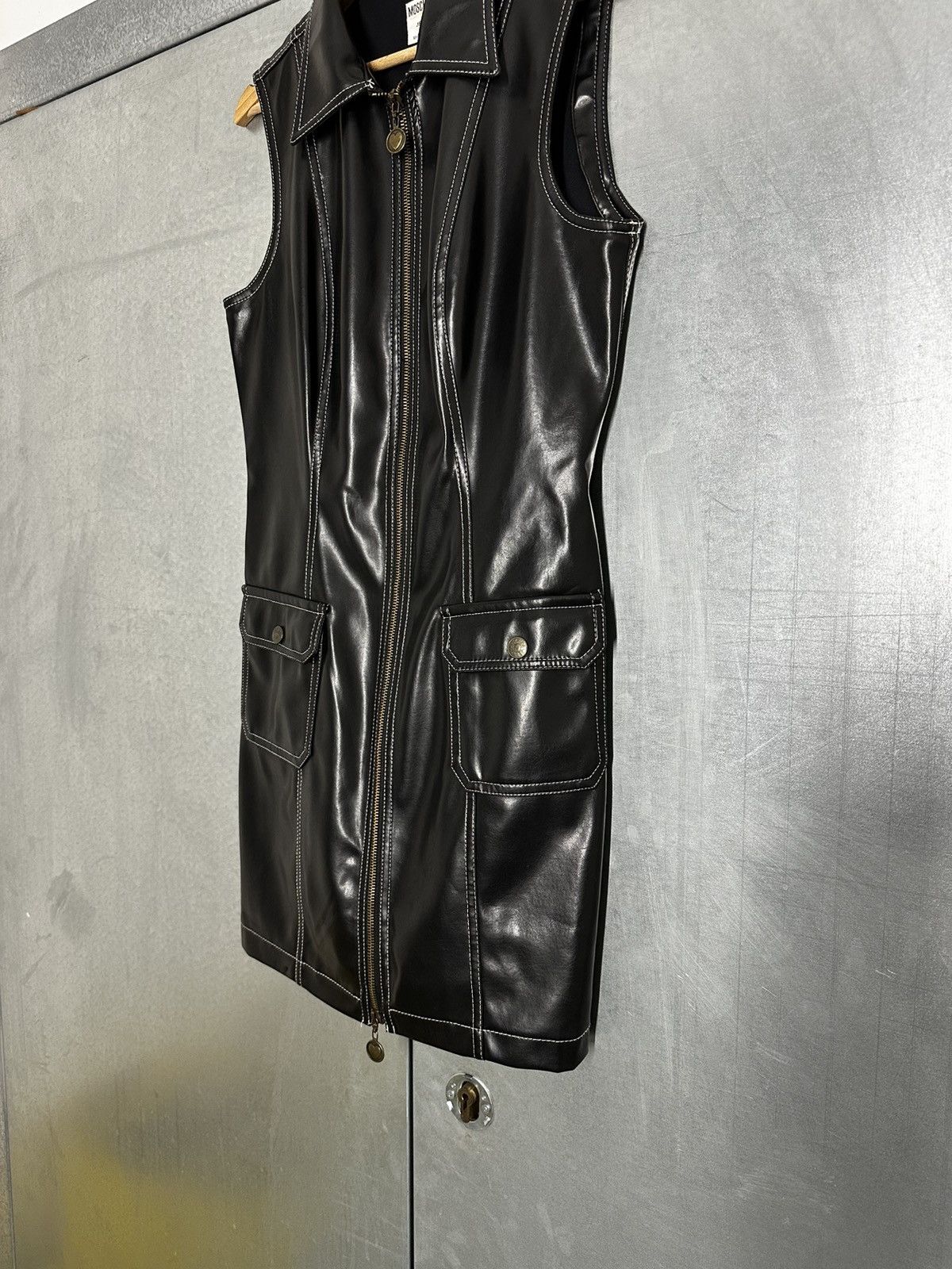 Moschino Moschino Vegan Leather Mini Dress Size XL / US 12-14 / IT 48-50 - 5 Thumbnail