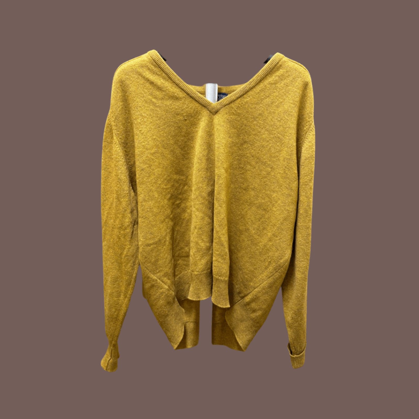 Lands' End × Vintage VTG Lambswool Sweater | Lands’ End Mustard XL Size US XL / EU 56 / 4 - 1 Thumbnail