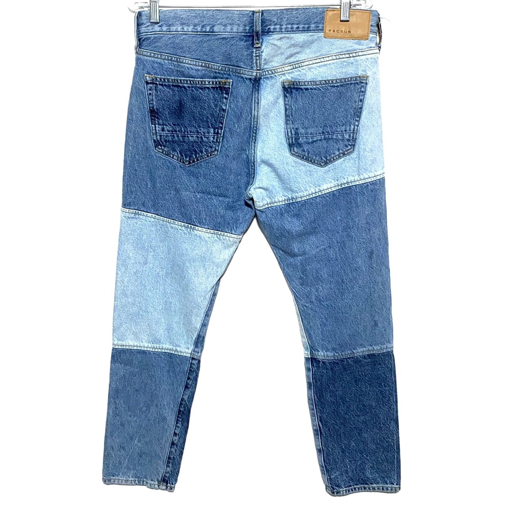 Pacsun PacSun Jeans Mens 30x30 Slim Taper Patchwork Colorblock Eco Indigo Skater Cotton Jeans Size US 30 / EU 46 - 2 Thumbnail