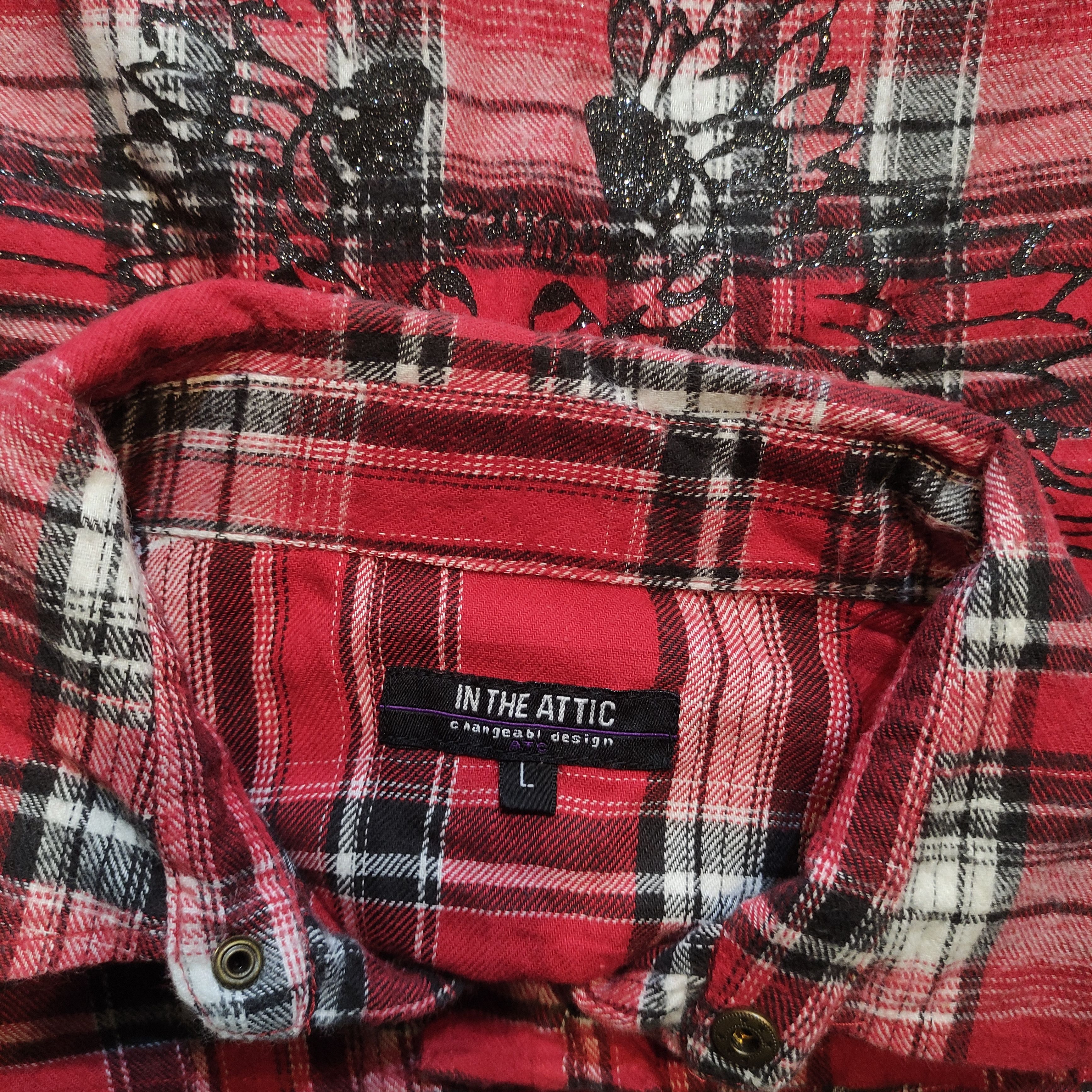 In The Attic In The Attic Vkei Plaid Shirt 2000s Snakeskin Size US L / EU 52-54 / 3 - 6 Thumbnail