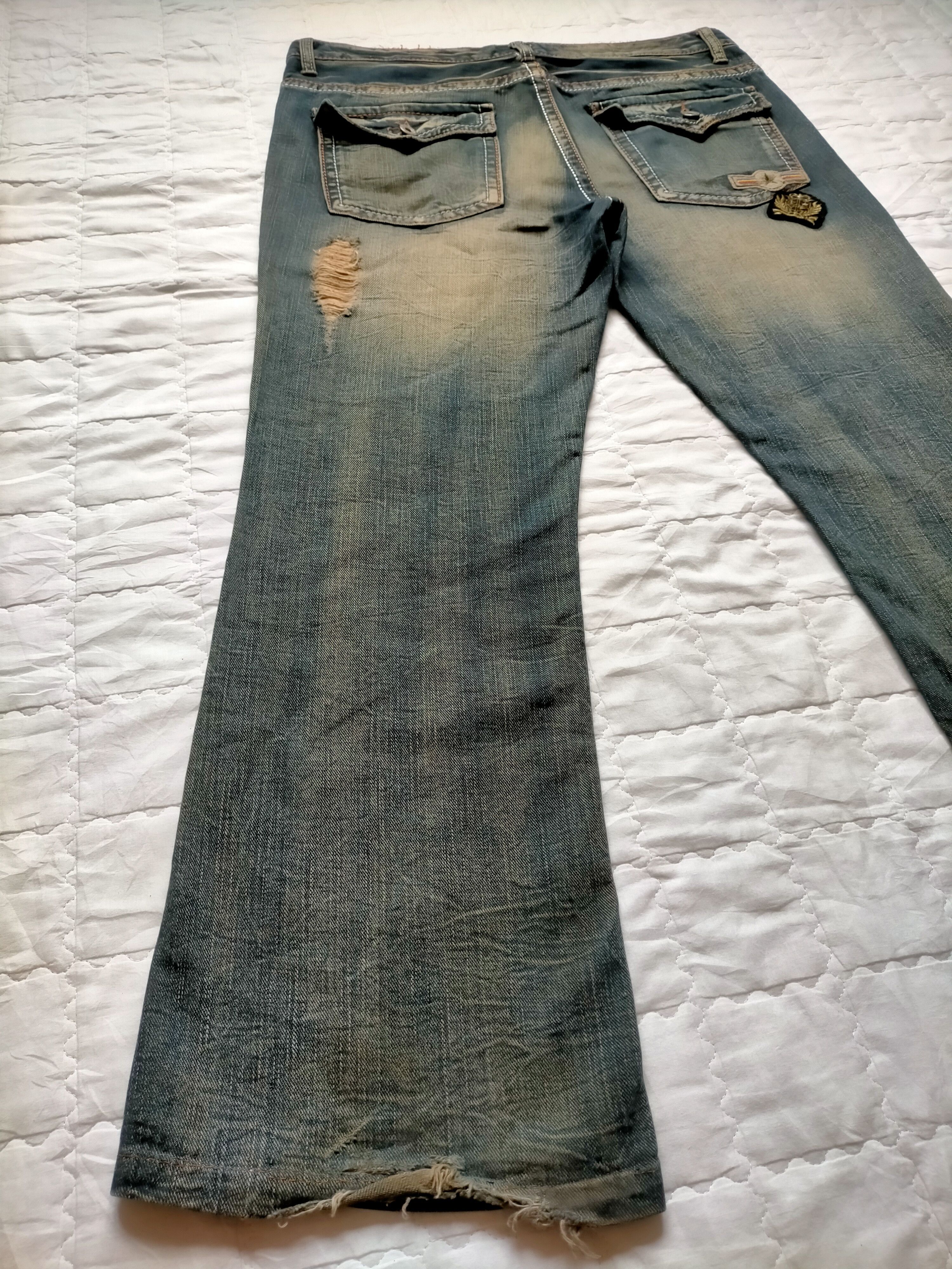 If Six Was Nine Flare Jeans OzzPinball Ripped Patchwork Boot cut denim Size US 35 - 14 Thumbnail