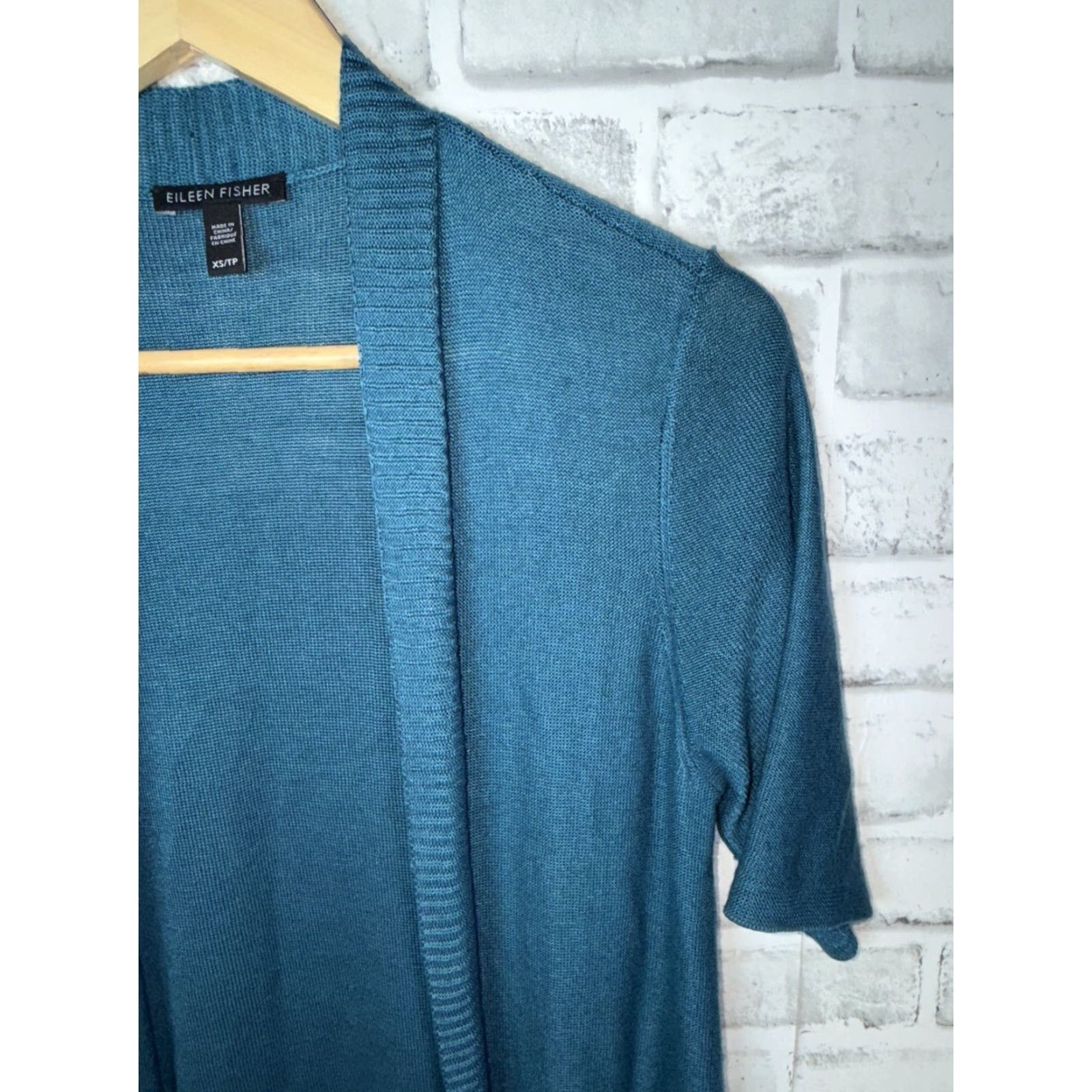 Eileen Fisher Eileen Fisher Teal Long Duster Open Front Cardigan TENCEL BLEND Womens XS Blue Cardigan Sweater Pockets Tencel Blend Size XS / US 0-2 / IT 36-38 - 4 Thumbnail