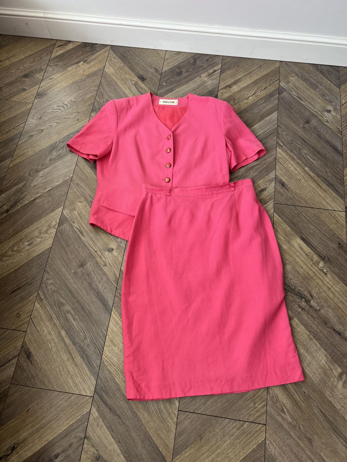Other Vintage Electre Paris Women’s Suit Pink Skirt Set 80s 90s Size M / US 6-8 / IT 42-44 - 1 Thumbnail