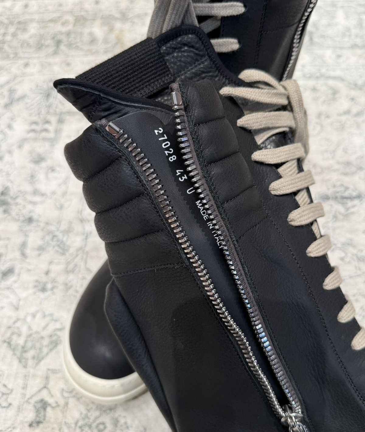 Rick Owens Rick Owens combat boots in stock, black and white high-top Size US 9.5 / EU 42-43 - 4 Thumbnail
