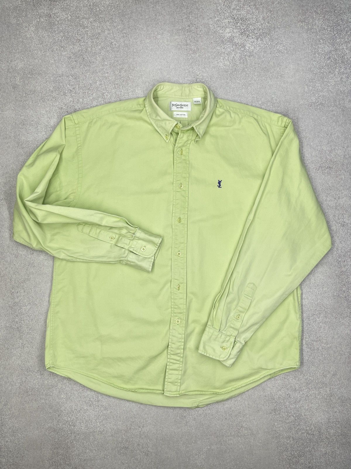 Yves Saint Laurent Vintage Yves Saint Laurent Cotton Shirt Green Luxury YSL Size US L / EU 52-54 / 3 - 2 Thumbnail