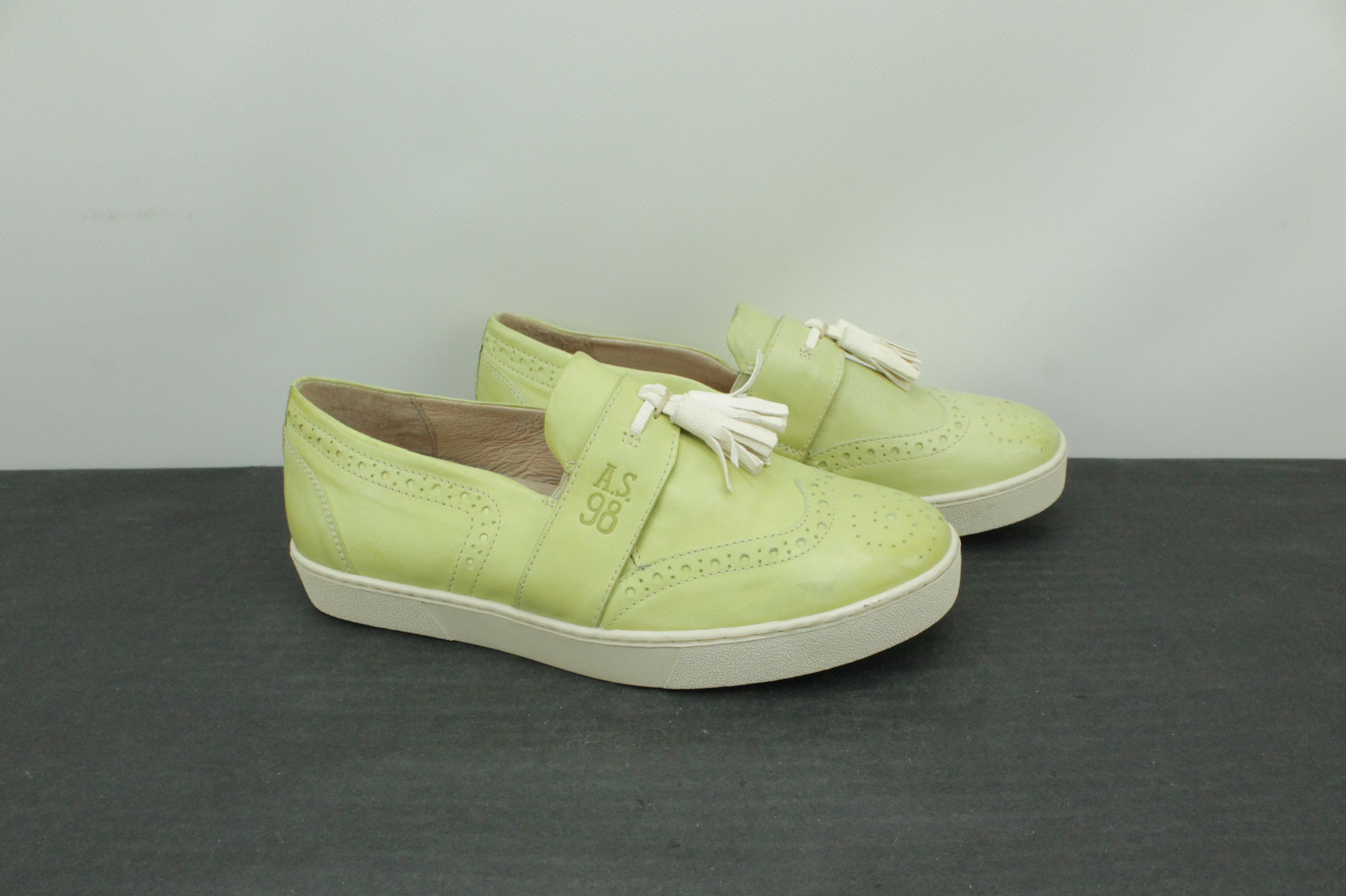 A.S.98 A.S.98 Green Leather Loafers Slip On Women's Size US 7 / IT 37 - 1 Thumbnail