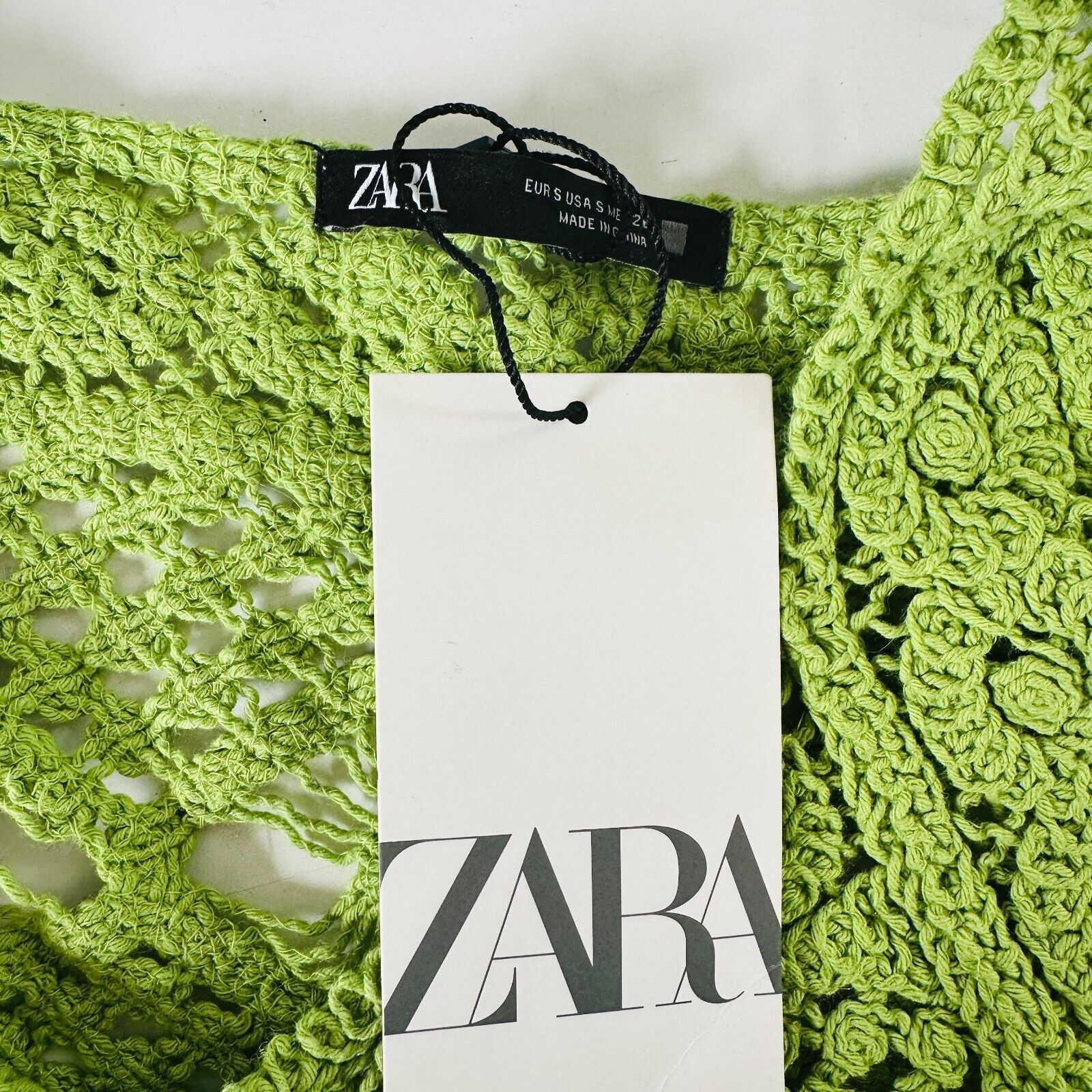 Zara NWT Zara Lime Green Square Neck Crochet Crop Tank Top Small Size S / US 4 / IT 40 - 7 Thumbnail