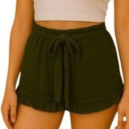 Other Derek Heart Small Green Ruffle Hem Shorts Waist Tie Belt Cas Size 27" / US 4 / IT 40 - 1 Thumbnail