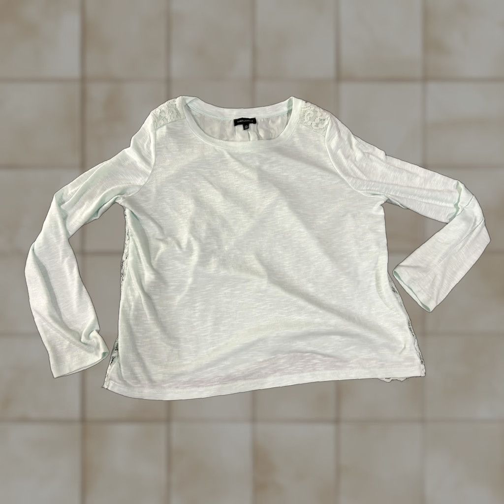 Lord & Taylor LORD & TAYLOR Shirt Womens Large Mint Green Lace Back Long Sleeve Blouse Size L / US 10 / IT 46 - 1 Thumbnail