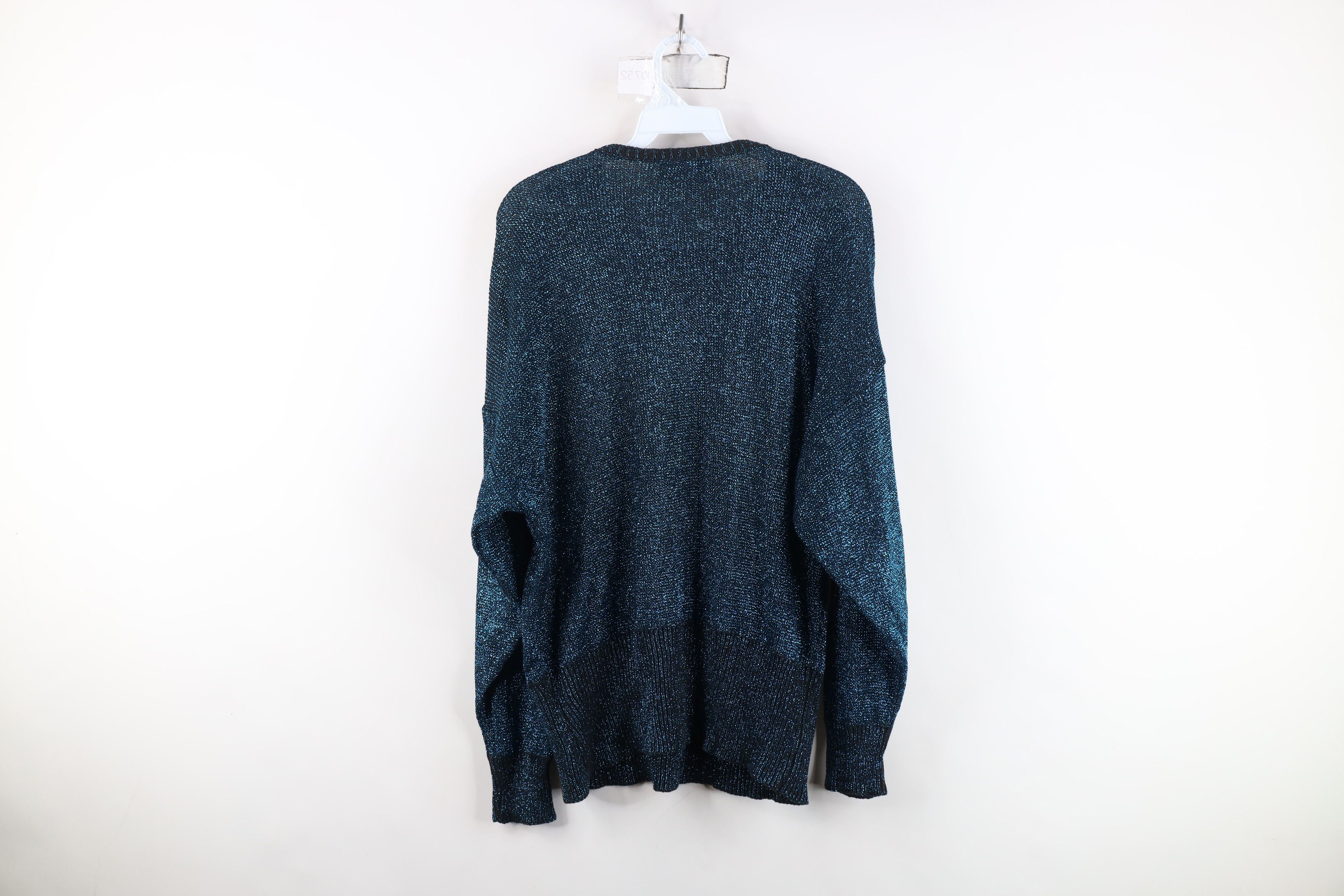 Pierre Cardin Vintage 80s 90s Pierre Cardin Metallic Knit Sweater Blue USA Size S / US 4 / IT 40 - 11 Thumbnail