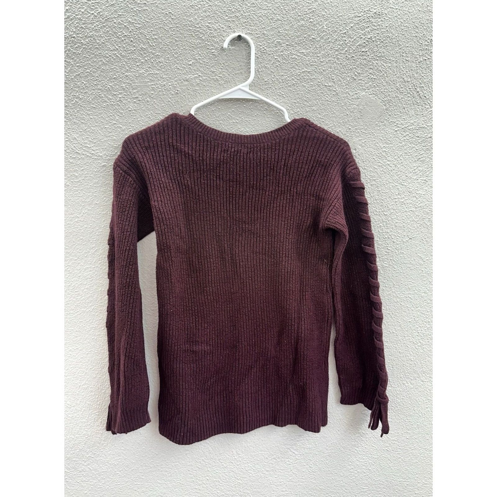 American Eagle Outfitters American Eagle Womens Sweater Size XXS Maroon Knit V-Neck Arm Tie Detail Size XXS / US 00 / IT 34 - 7 Thumbnail