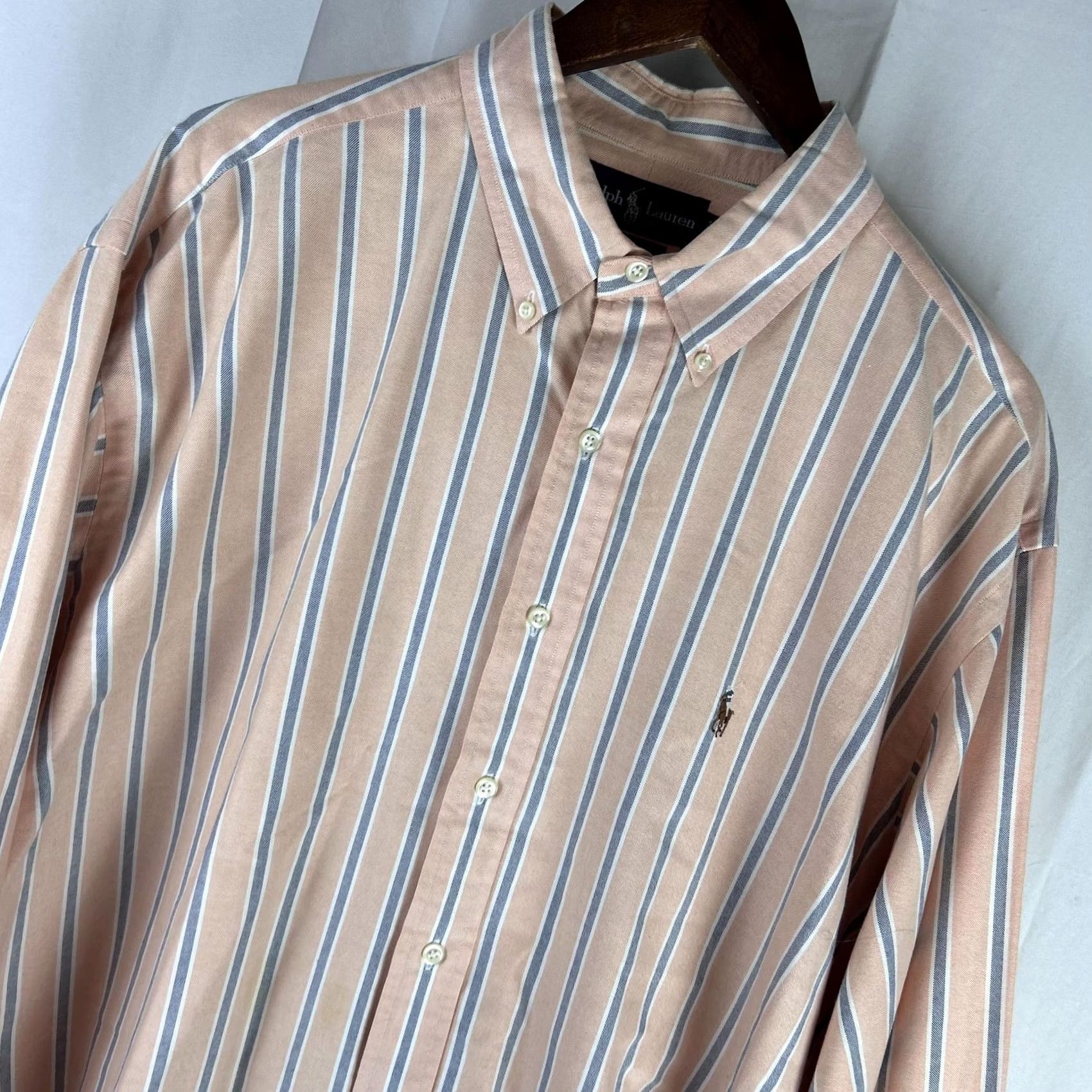 Ralph Lauren Ralph Lauren Shirt Mens 17.5 36/37 Pink Blue Stripe Yarmouth Oxford Button Down Size US XXL / EU 58 / 5 - 2 Thumbnail