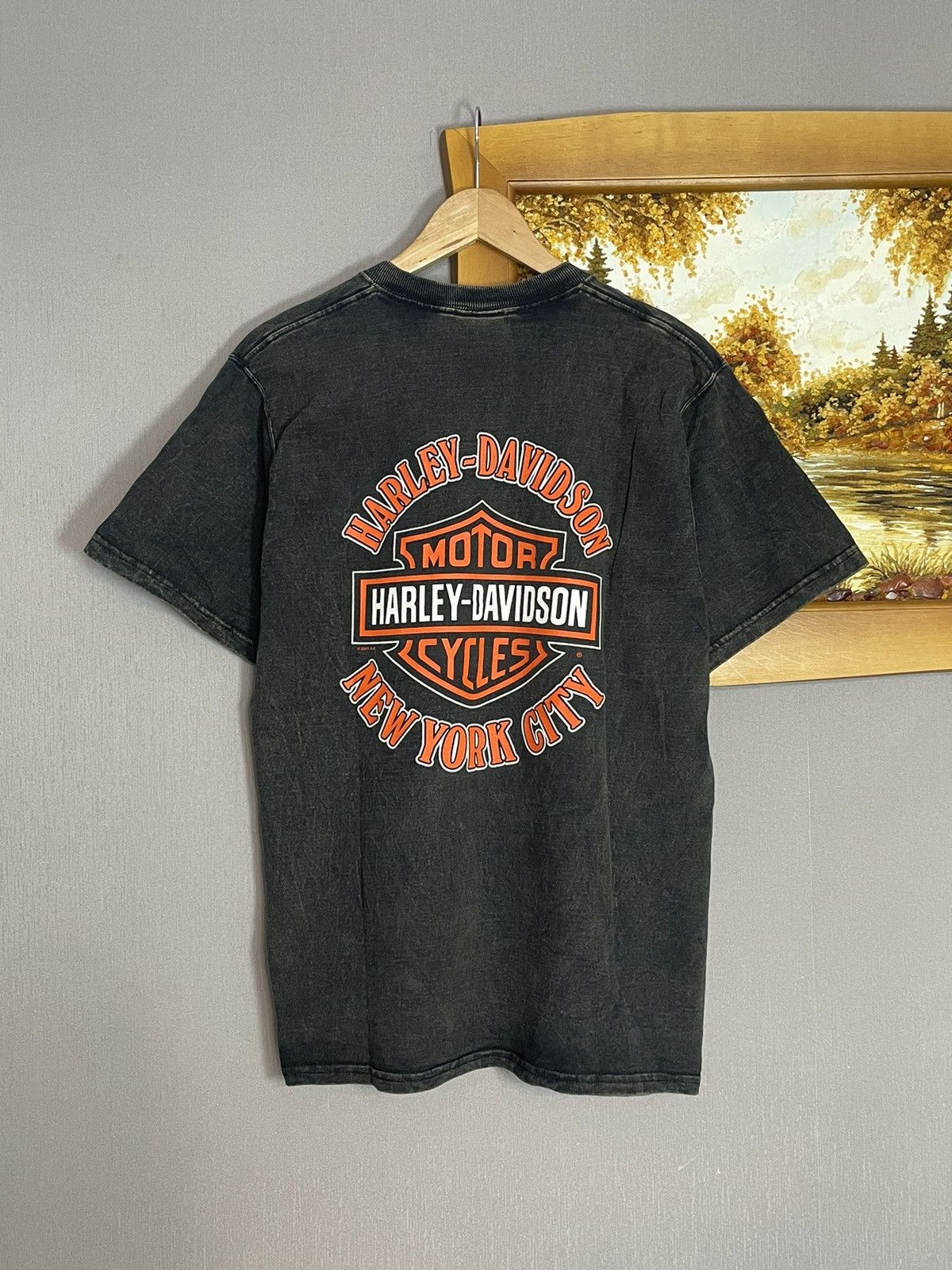 Harley Davidson × Vintage Vintage 2001 Harley Davidson New York City Washed T-shirt Size US M / EU 48-50 / 2 - 1 Thumbnail