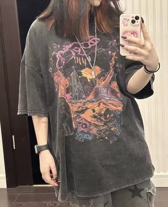 Japanese Brand Harajuku Ripped Graphic Printed T Shirt Size US S / EU 44-46 / 1 - 8 Thumbnail