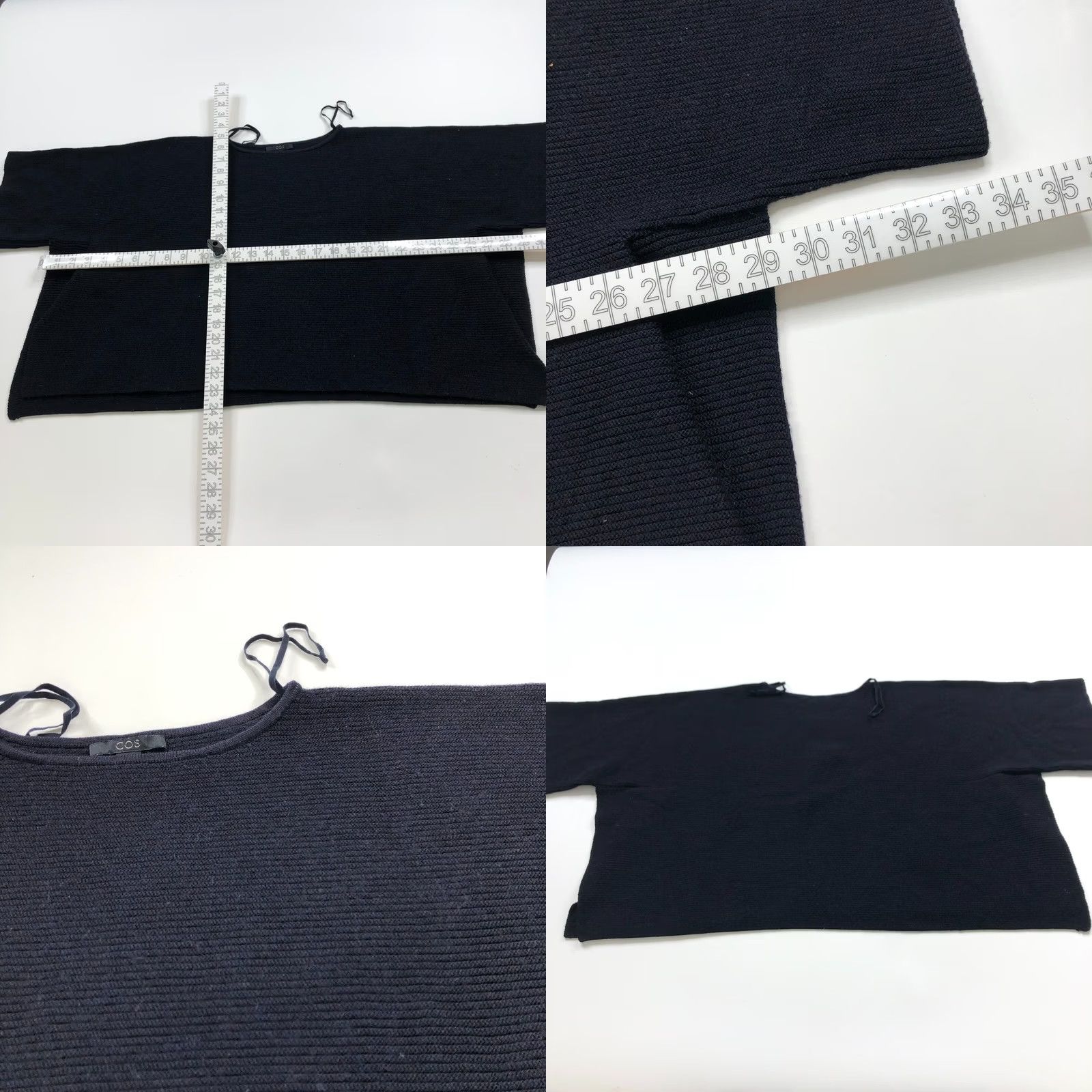 Cos COS Boxy Women's Small Boat Neck Pullover Sweater Ribbed Black Size S / US 4 / IT 40 - 8 Thumbnail
