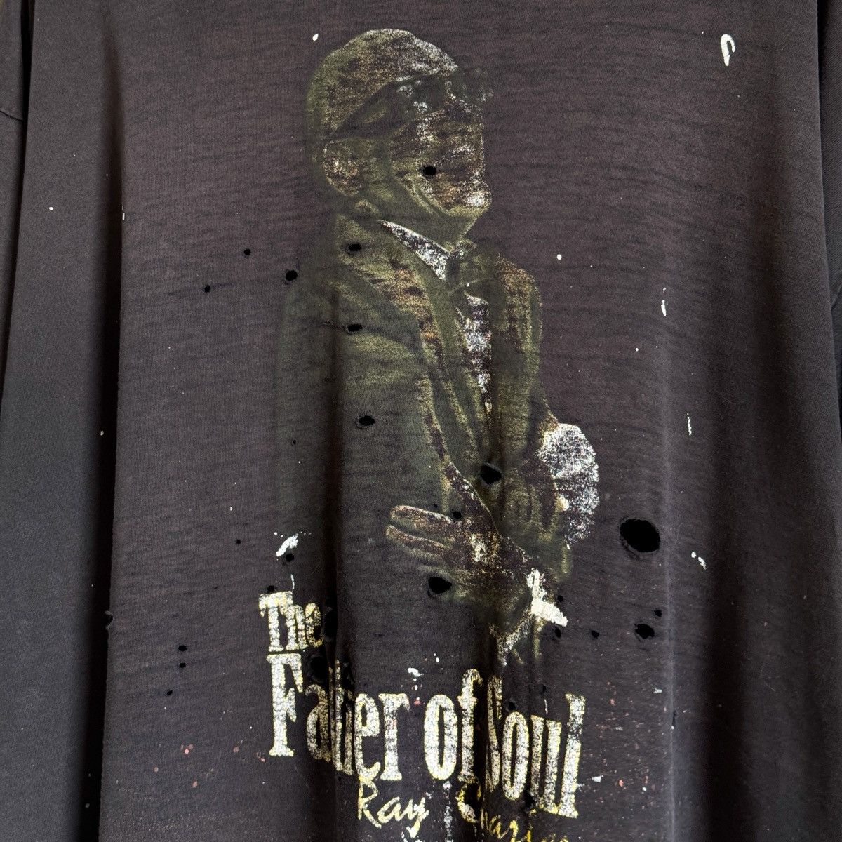 Band Tees × Vintage 90's THRASHED “The Father of soul” Ray Charles T-shirt Size US XXL / EU 58 / 5 - 3 Thumbnail