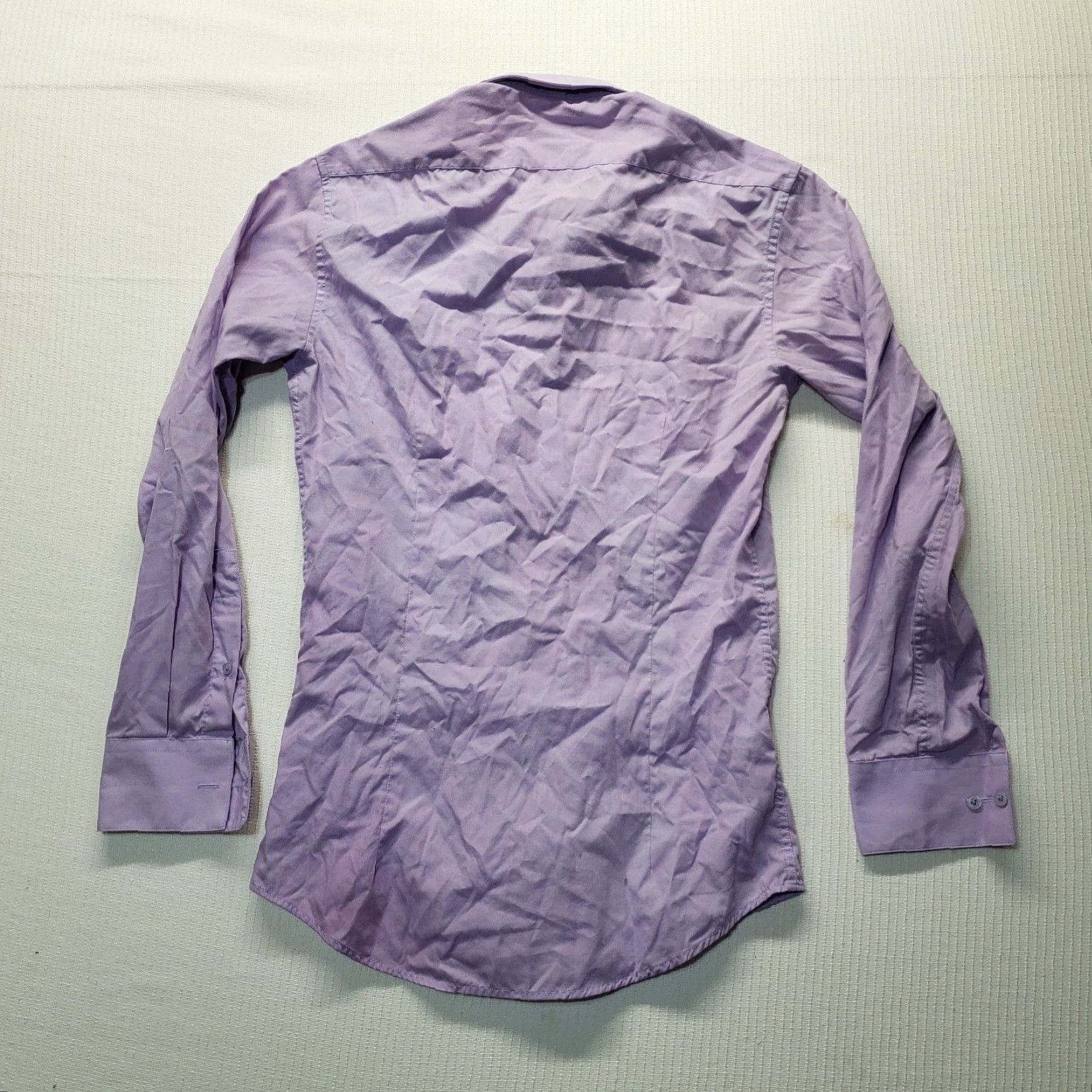 Vintage Amanti Dress Shirt Mens 14.5 32/33 Slim Button-Down Long Sleeve Solid Purple Shirt Size 36R - 8 Thumbnail