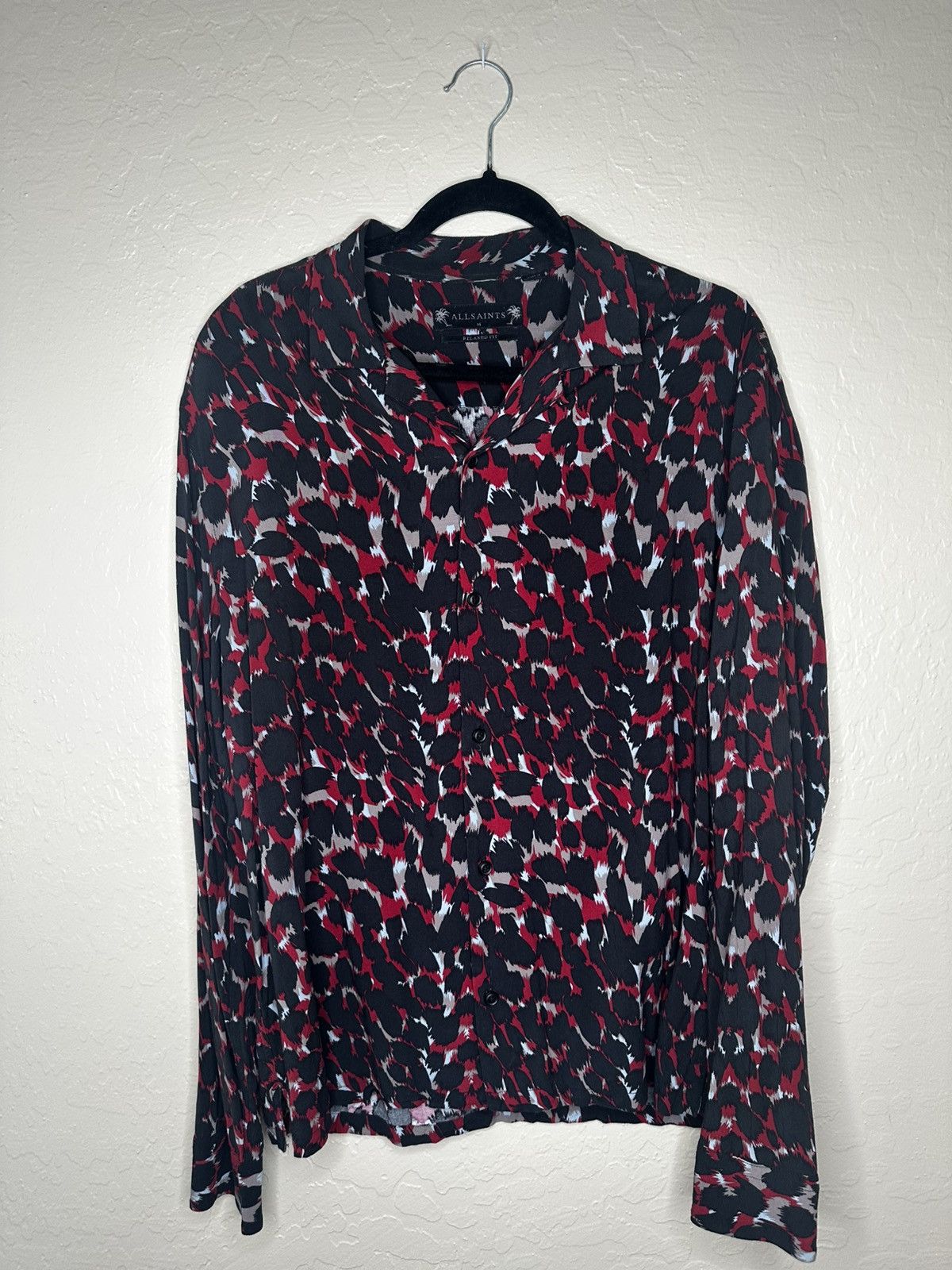 Allsaints AllSaints Long Sleeve - Red Black Pattern Size US M / EU 48-50 / 2 - 1 Thumbnail