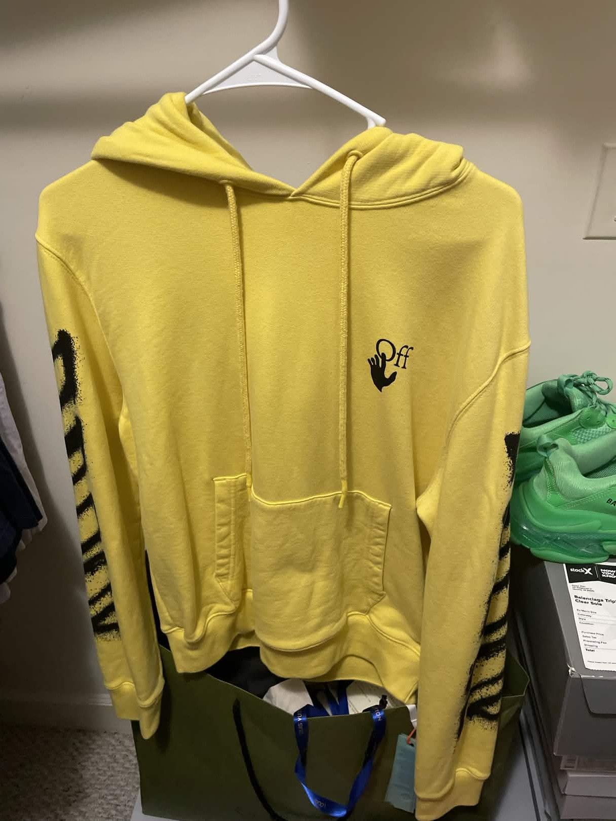 Off-White Off White Yellow Spray Paint Hoodie Size US M / EU 48-50 / 2 - 2 Thumbnail