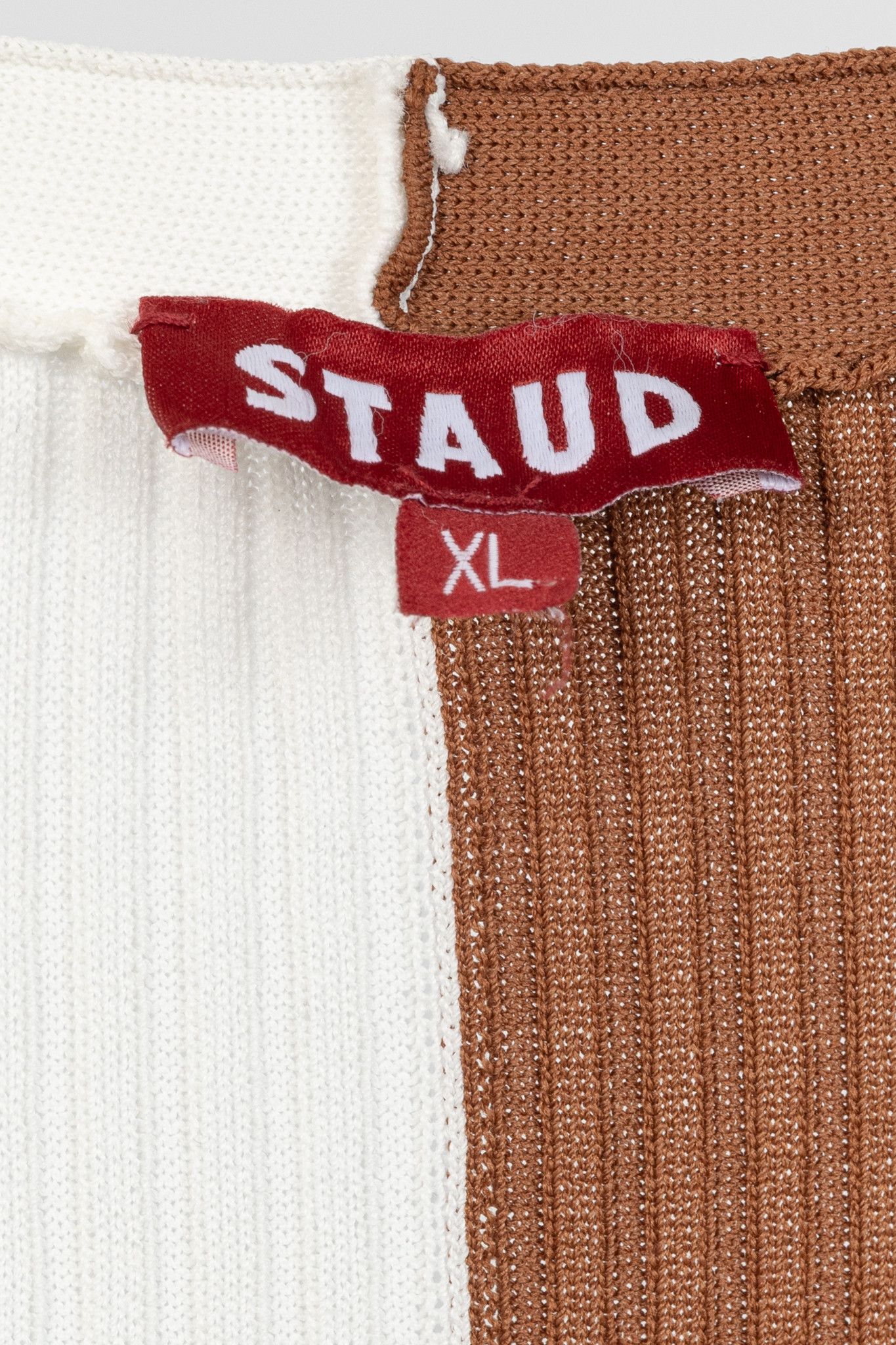 Staud STAUD Shoko Tan & White Colourblock Sweater Dress Size XL / US 12-14 / IT 48-50 - 4 Thumbnail