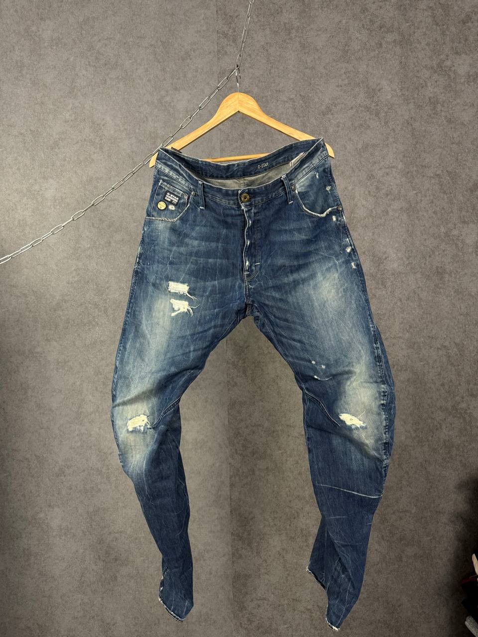 G-Star G Star Raw designer distressed denim asymmetric jeans Size US 33 - 1 Thumbnail