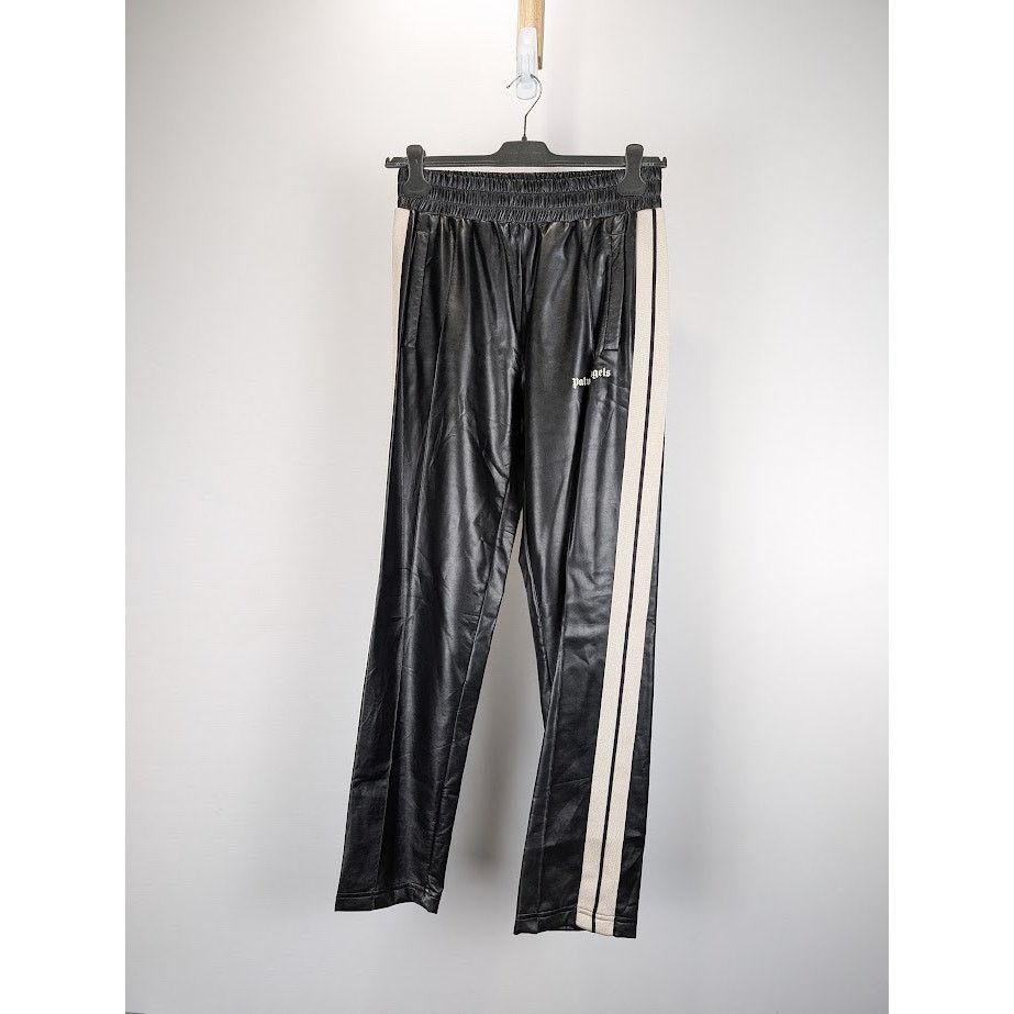o1rshd1 Like Leather Track Pants in Black White