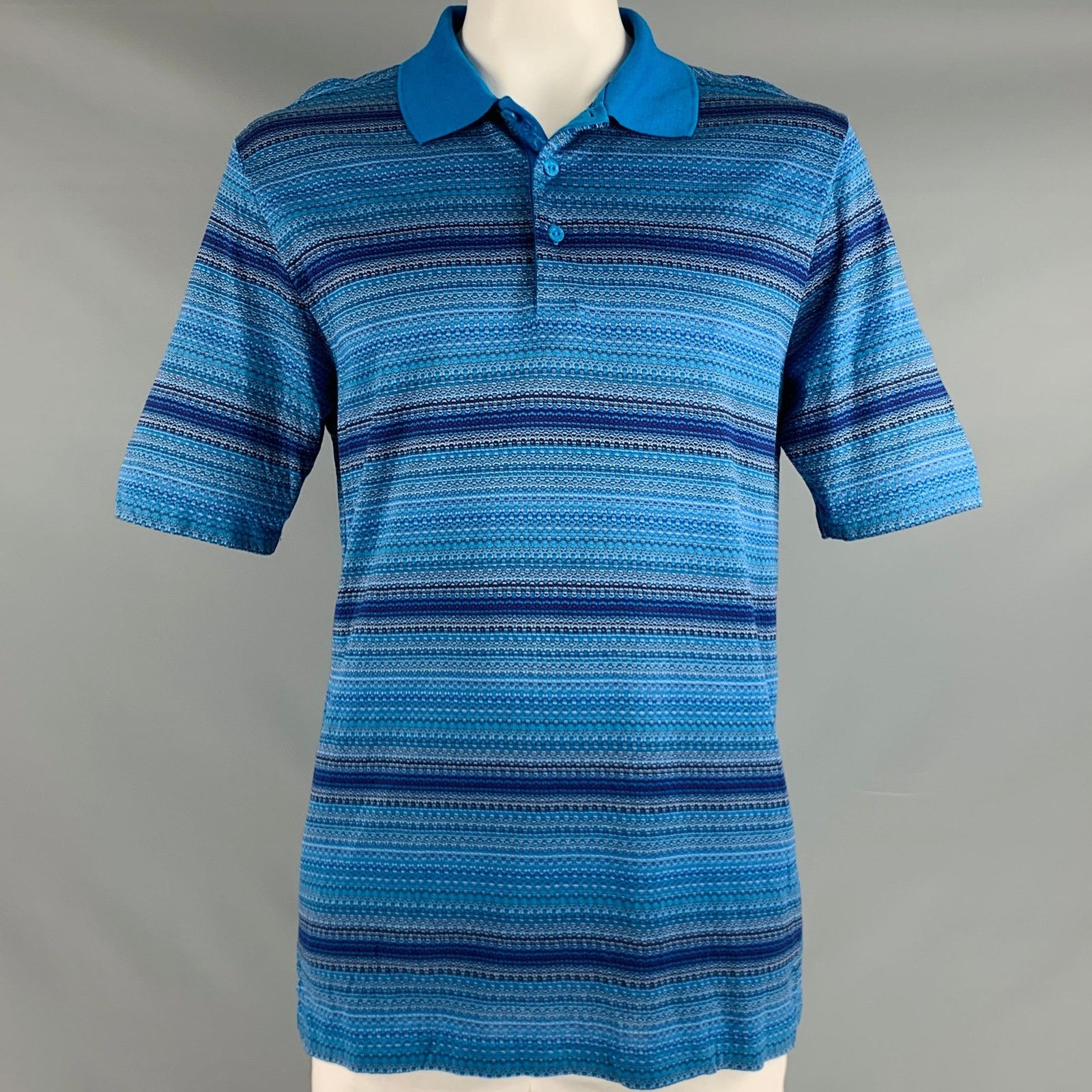 BUGATCHI BUGATCHI UOMO L Blue Purple Pattern Cotton Buttoned Polo Size US L / EU 52-54 / 3 - 1 Thumbnail
