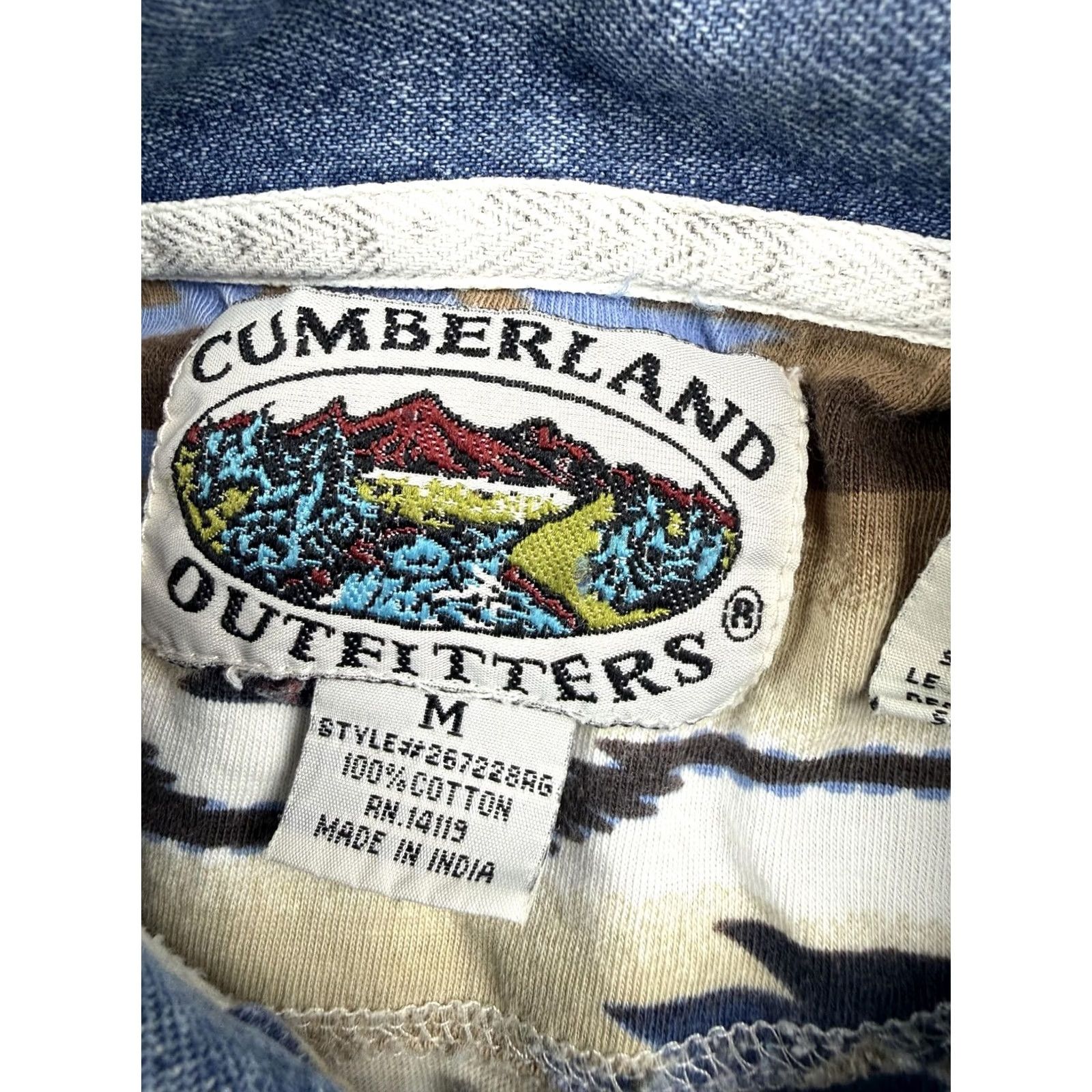 Vintage Cumberland Outfitters Polo Shirt Mens M Aztec Geometric Western Denim Collar Short Sleeve Casual Polo Shirt Mens Size US M / EU 48-50 / 2 - 3 Thumbnail