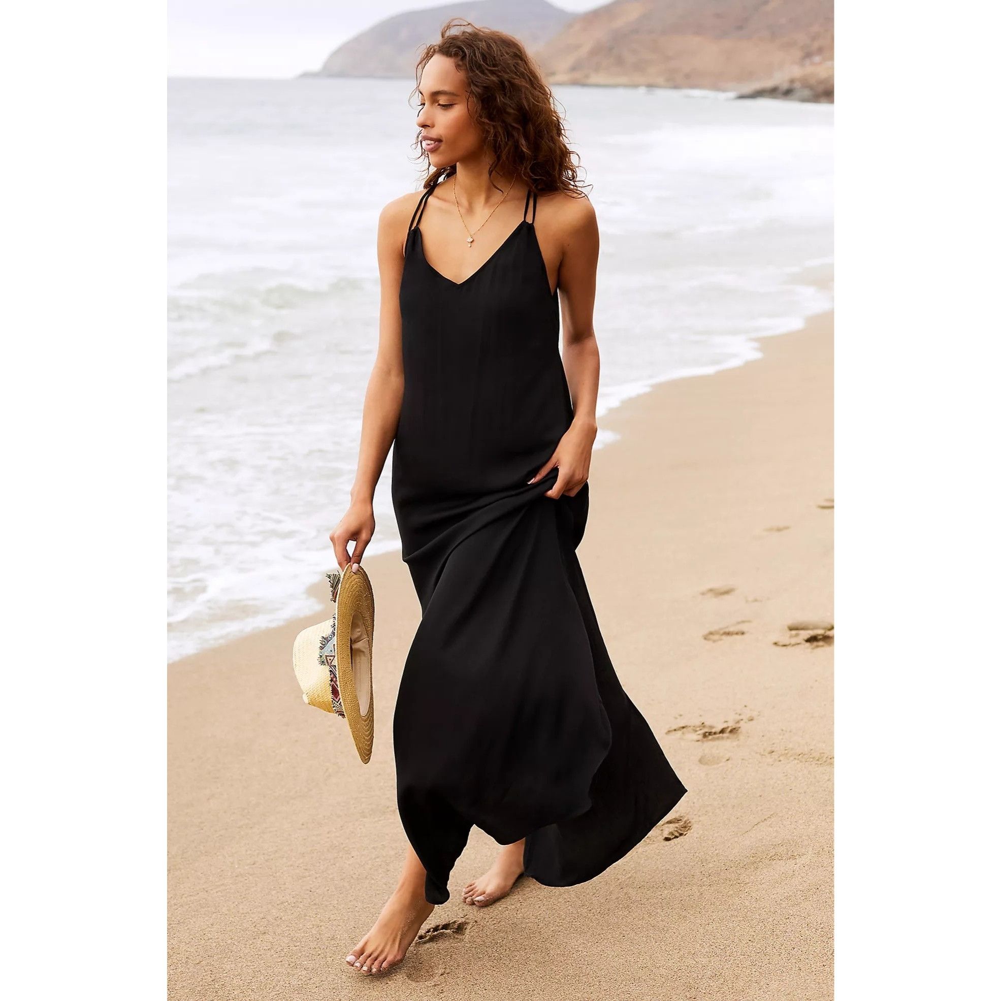 Anthropologie Anthropologie Shoreline Black Open-Back Maxi Dress Size XS / US 0-2 / IT 36-38 - 2 Thumbnail