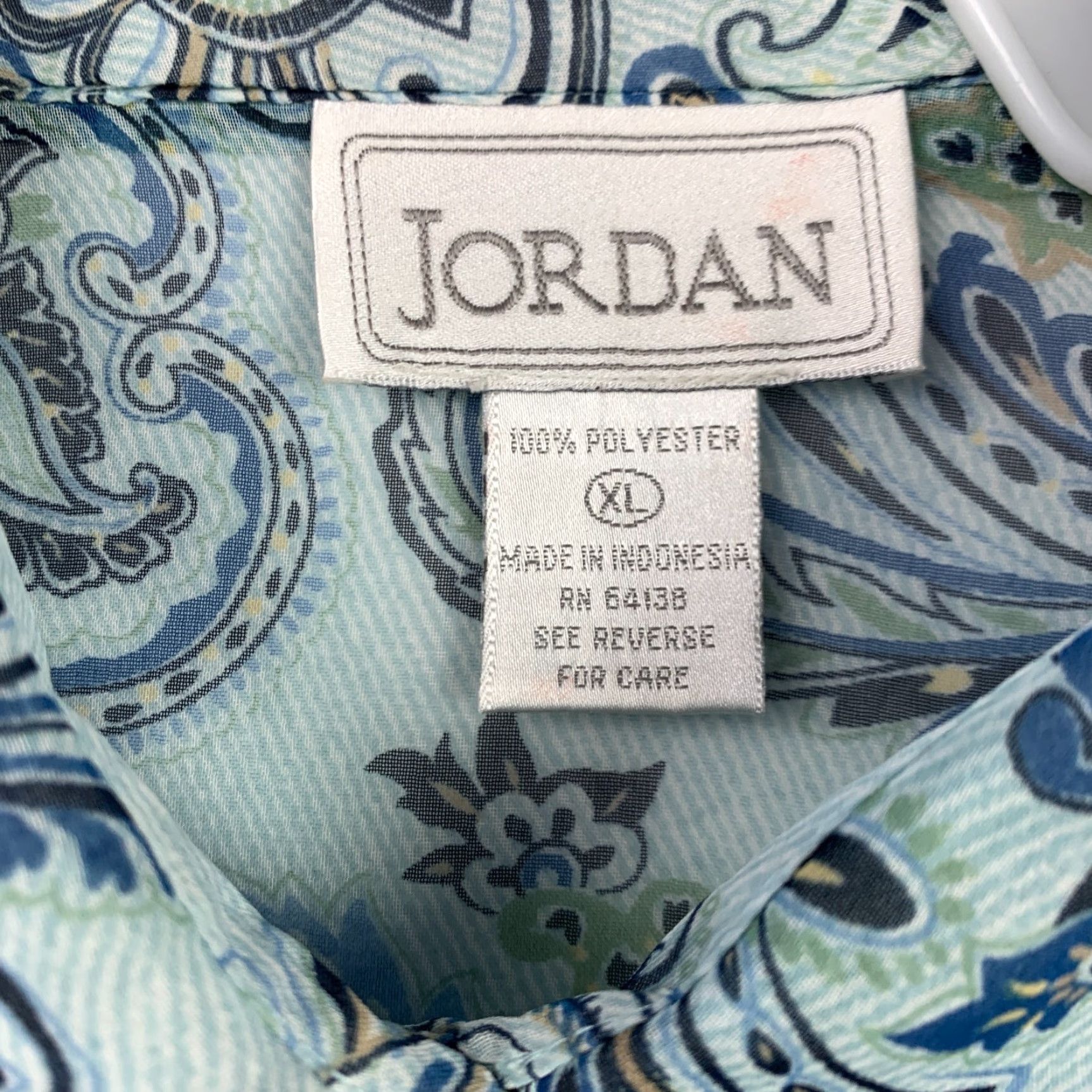 Jordan Brand VINTAGE Jordan Shirt XL Blue 1990s Sheer Polyester Secretary/Geek Long Sleeve Size XL / US 12-14 / IT 48-50 - 3 Thumbnail