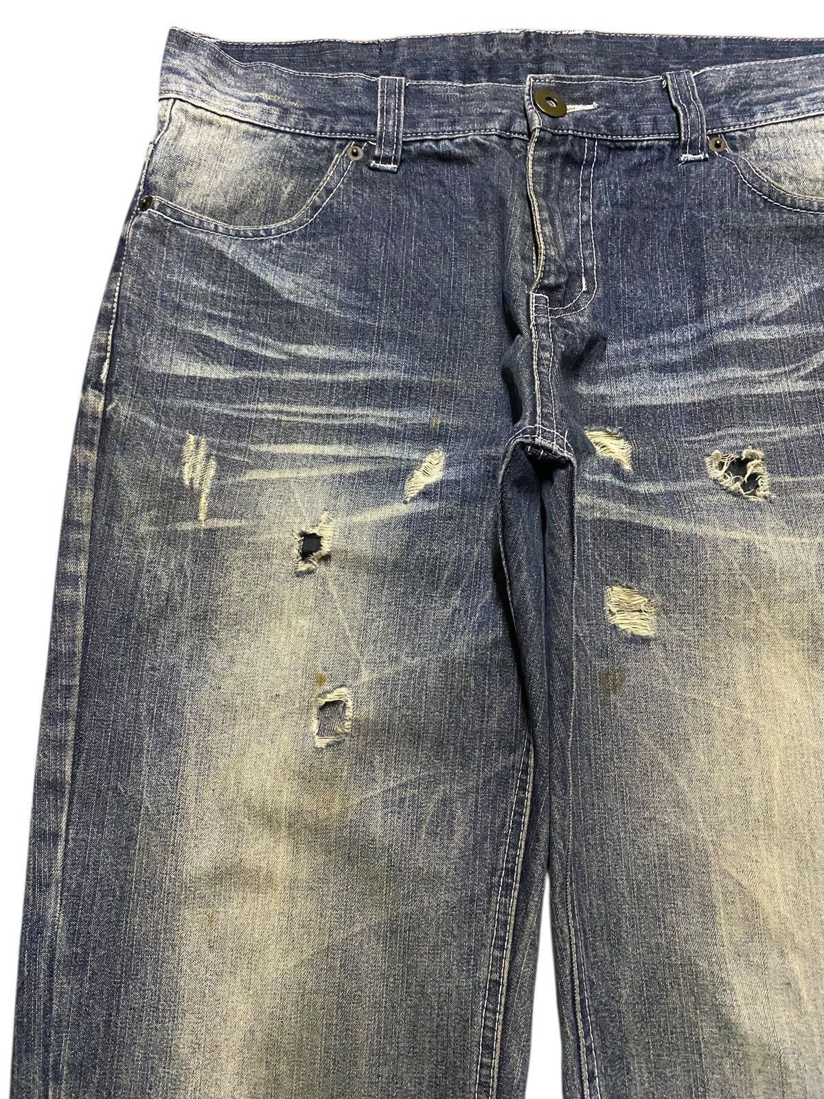 Replay Vintage Japanese Brand Mud Wash Distressed Loose Jeans Size US 33 - 5 Thumbnail