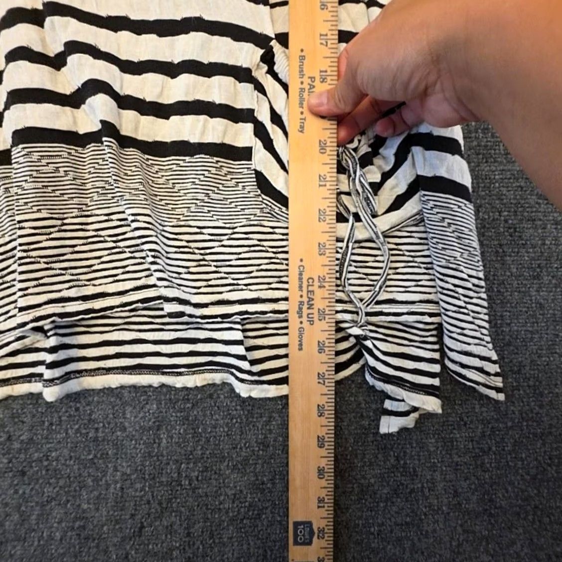 Vintage Ali Miles Blouse Womens XL White Black Striped Short Sleeve Tunic Top Asym Hem Size XL / US 12-14 / IT 48-50 - 3 Thumbnail