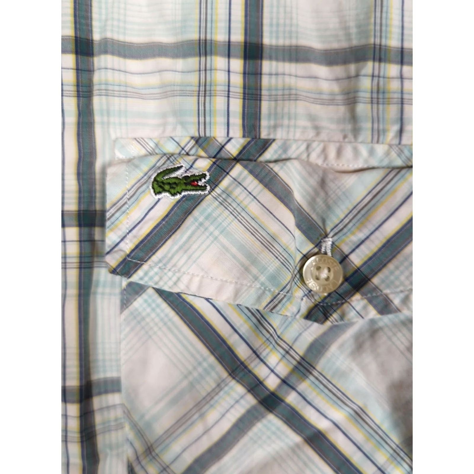 Lacoste Lacoste Button-Up Shirt Mens M Green Yellow Plaid Chest Logo Button-Down Collar Long Sleeve Size US M / EU 48-50 / 2 - 3 Thumbnail