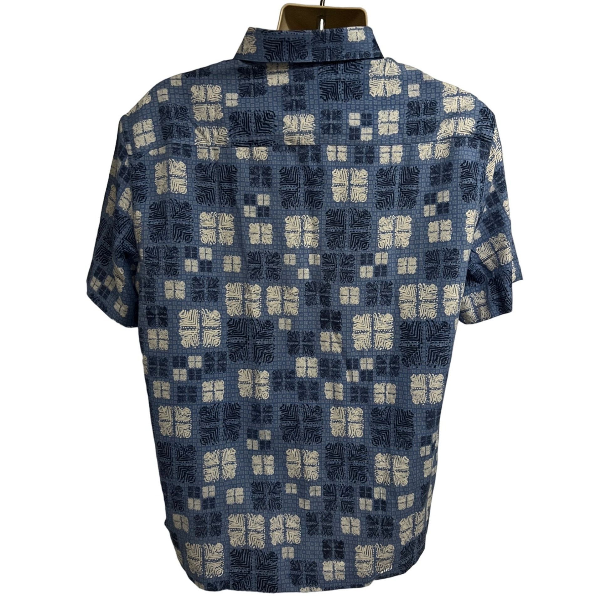 Nat Nast Nat Nast Mens Blue Silk Button Front Camp Shirt XL Pocket Co Size US XL / EU 56 / 4 - 2 Thumbnail