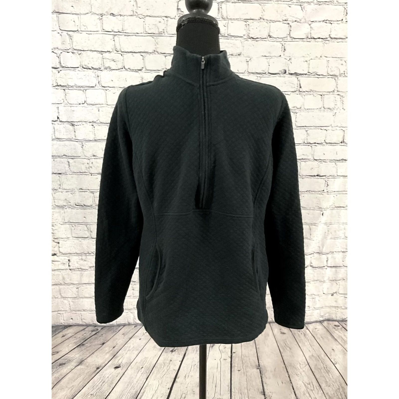 The Mountain Blue Mountain Black Quilted Half-Zip Pullover Jacket Mens S Regular Windbreaker Cotton Blend Zip Front Size US S / EU 44-46 / 1 - 5 Thumbnail