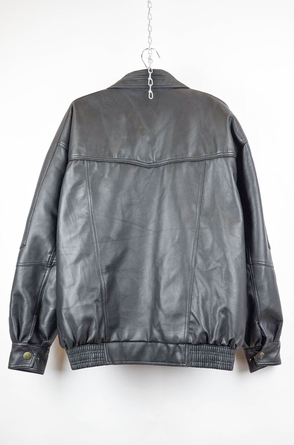 Vintage Vintage Faux Leather Bomber Jacket Oversized Black - 2XL Size US XXL / EU 58 / 5 - 2 Thumbnail