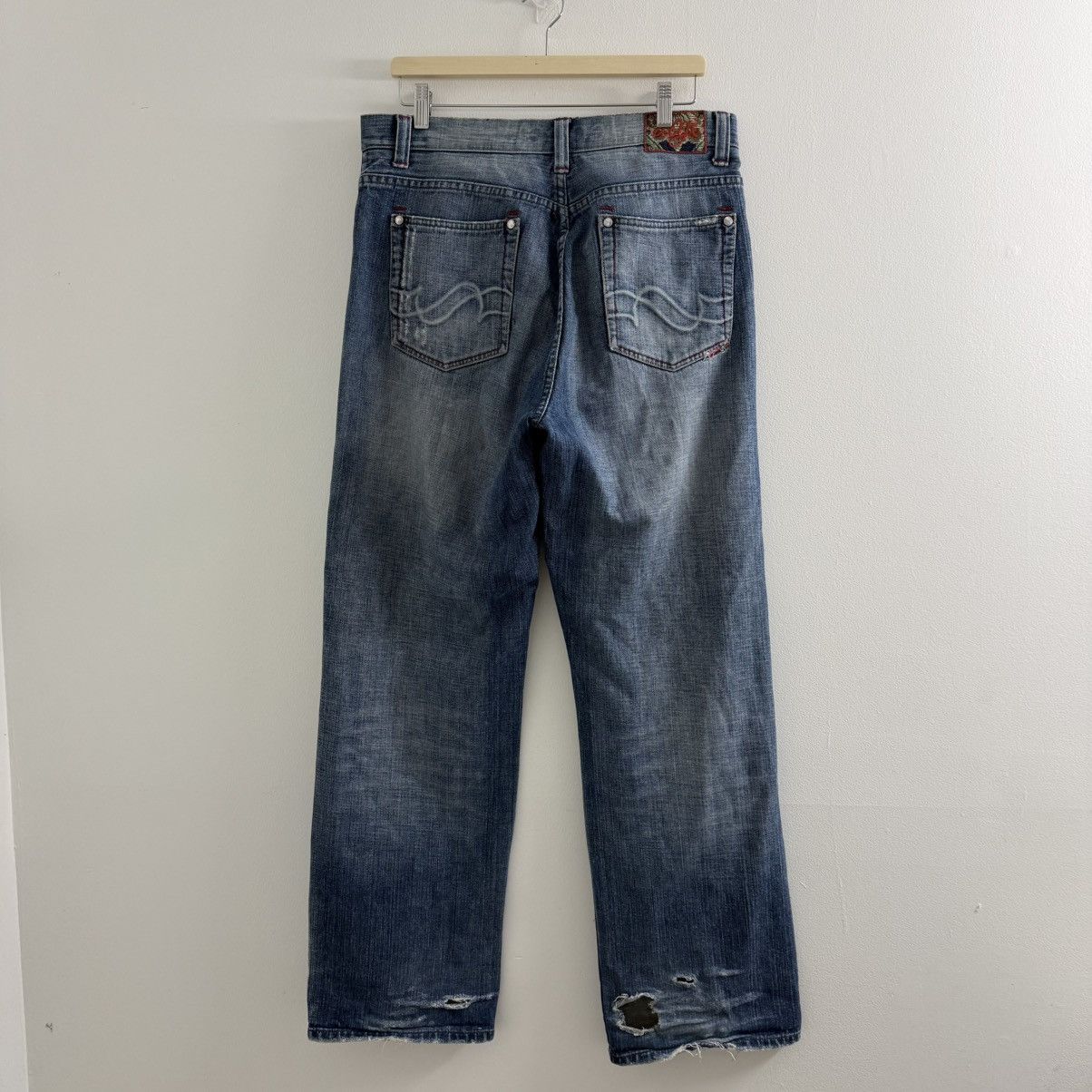 Vintage Y2K Coogi Baggy Patched Denim Jeans Embroidered 99s