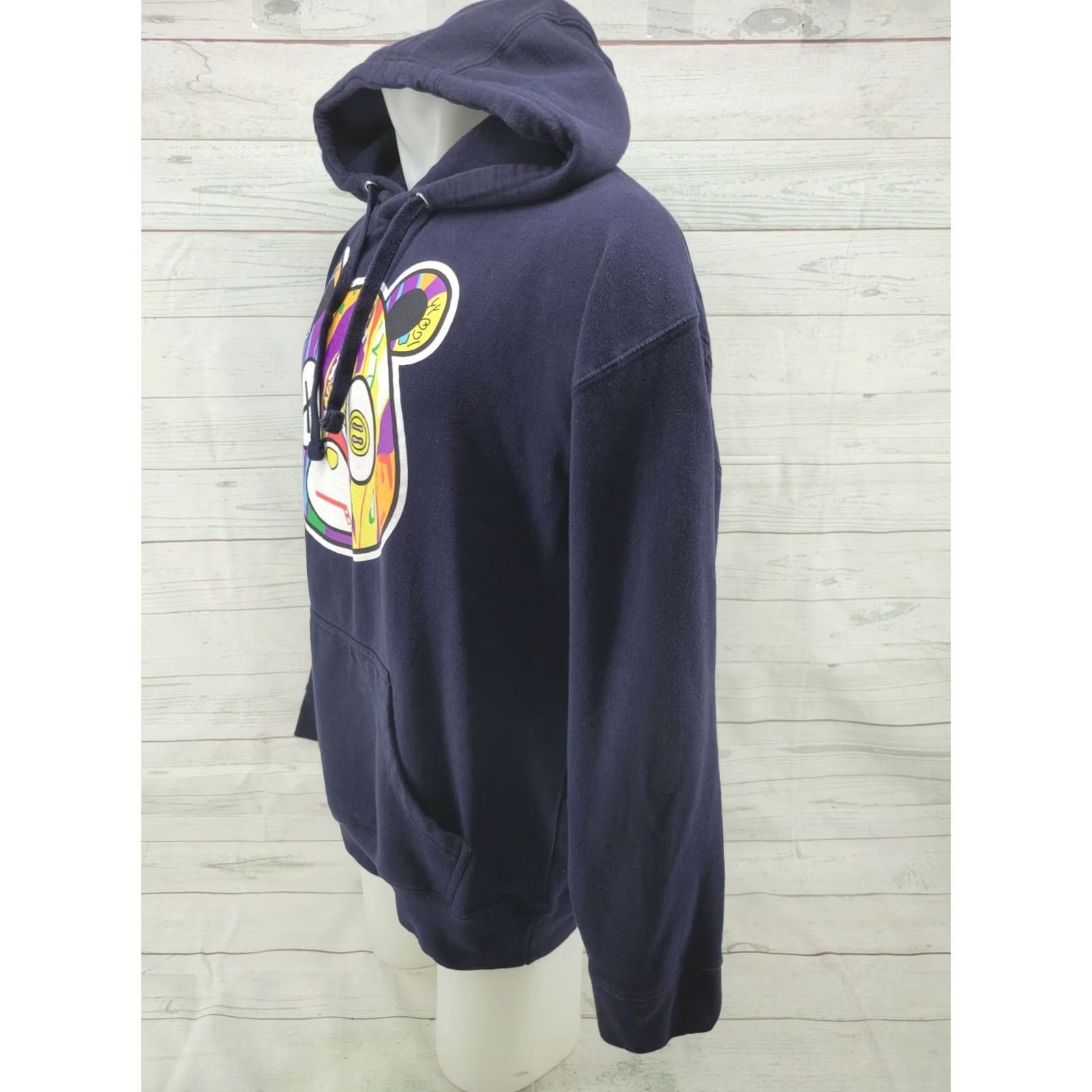J Brand Imaginary Brand Distressed Bear Hoodie Blue XL Men's Pullover Cotton Solid Size US XL / EU 56 / 4 - 3 Thumbnail