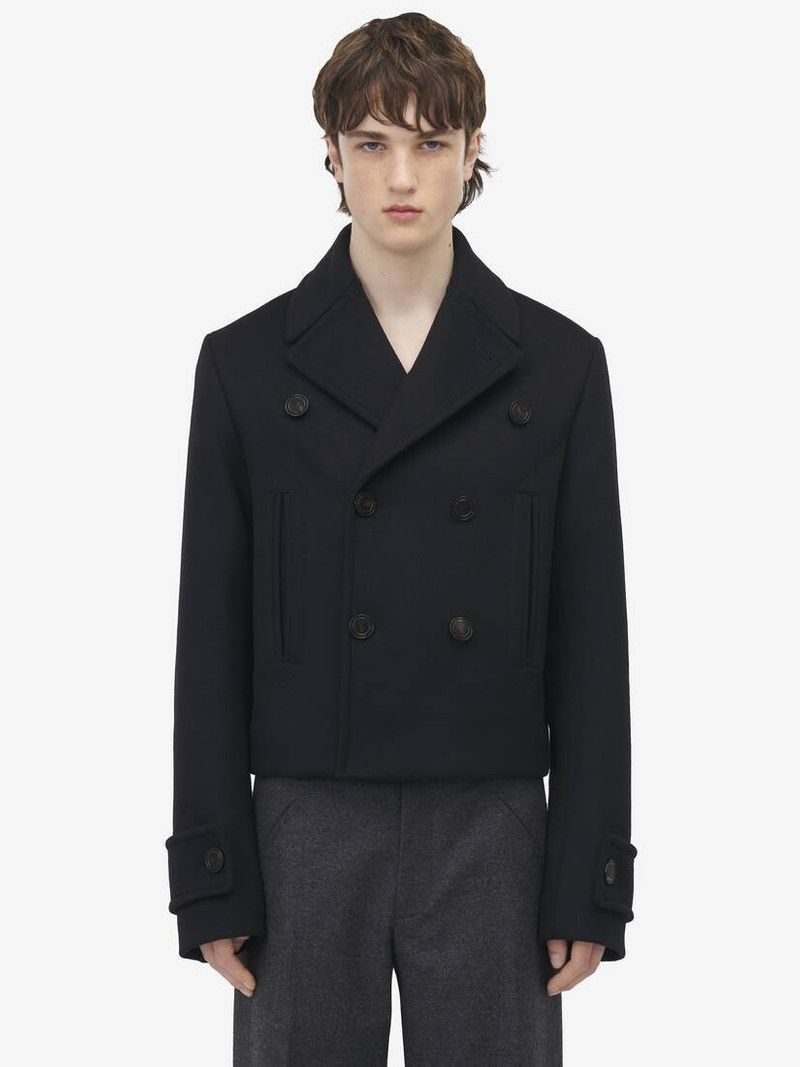 Alexander McQueen o1srvl11e0226 Wool Felt Peacoat In Black Size US M / EU 48-50 / 2 - 2 Thumbnail