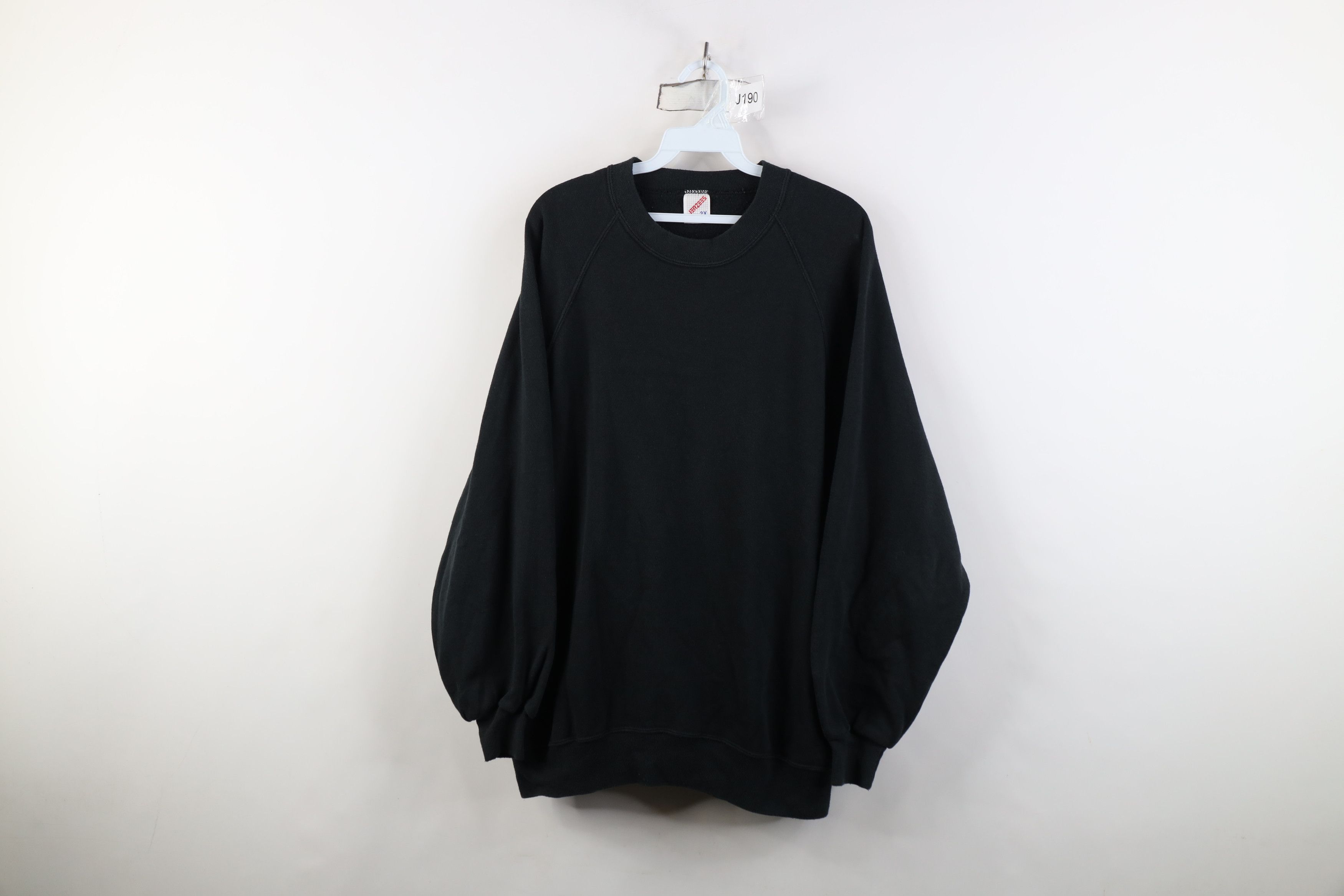 Vintage Vintage 90s Streetwear Blank Crewneck Sweatshirt Black USA Size XXL / US 16-18 / IT 52-54 - 1 Thumbnail