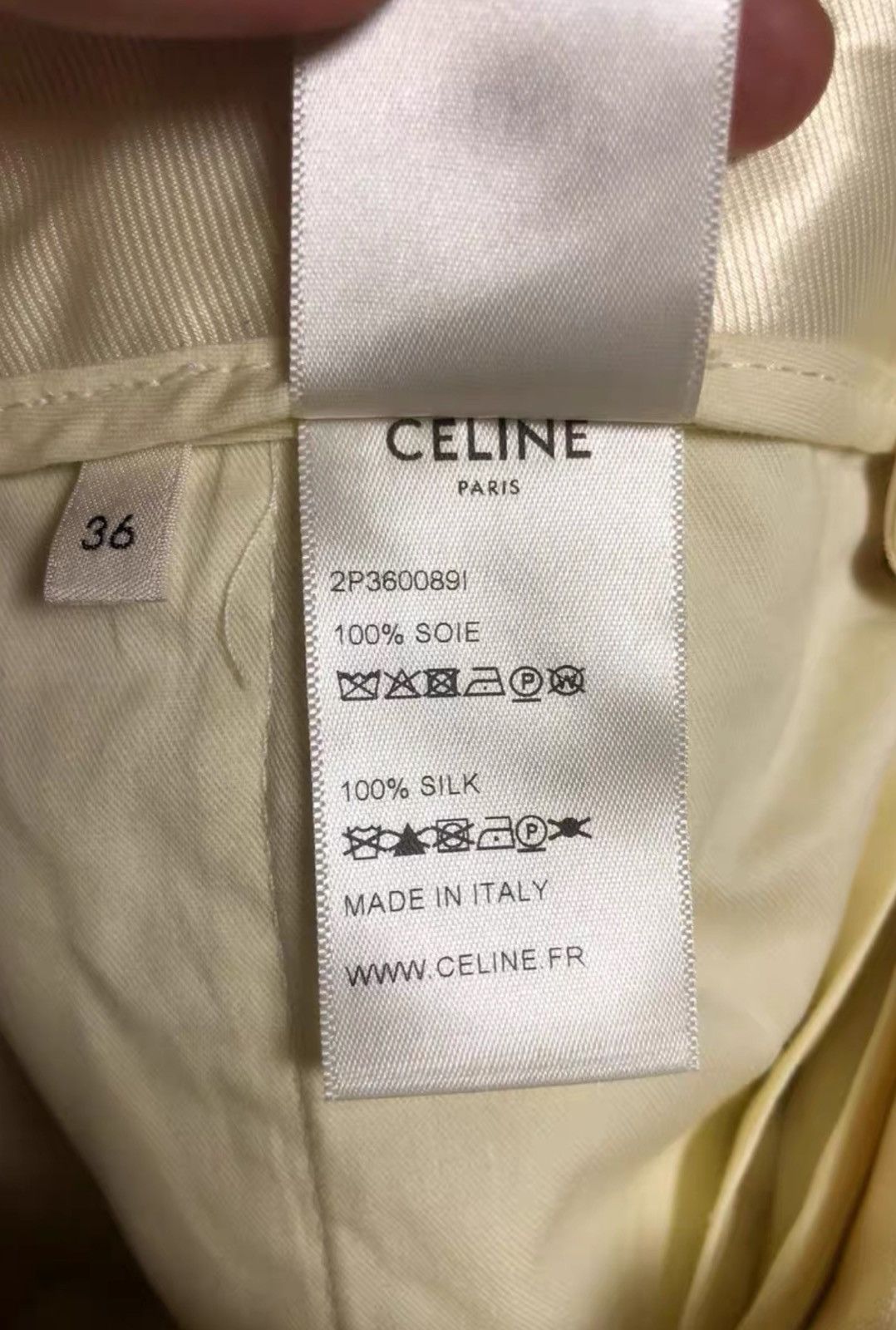 Celine Celine 2021SS Beige Mulberry Silk Panama Flare Pants Size 36" / US 14 / IT 50 - 6 Thumbnail