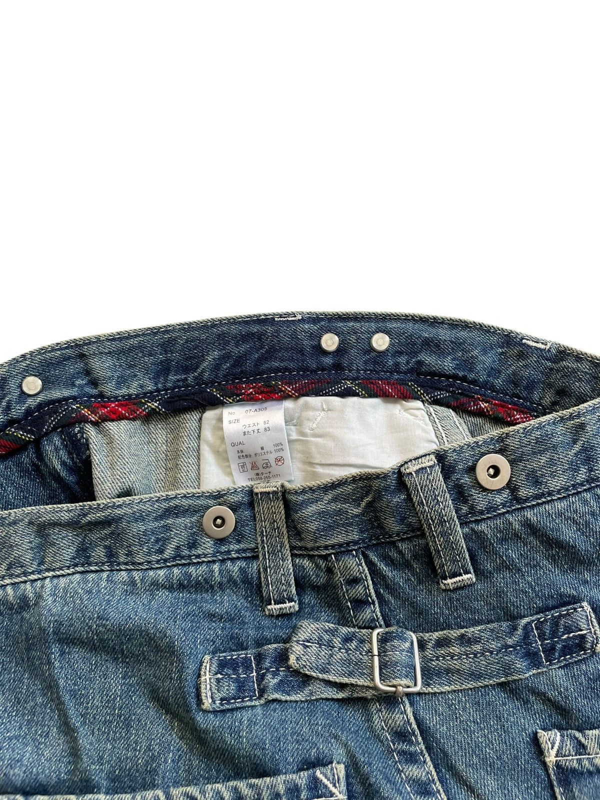 Japanese Brand × Vintage Japanese Brand Buckle Back Patch Up Jeans Size US 32 / EU 48 - 6 Thumbnail