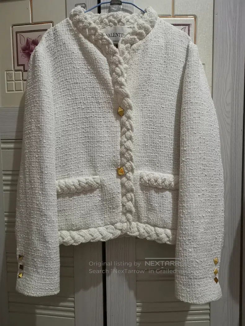 Valentino Valentino Twist pyramid knitted tweed small fragrant coat Size L / US 10 / IT 46 - 8 Thumbnail