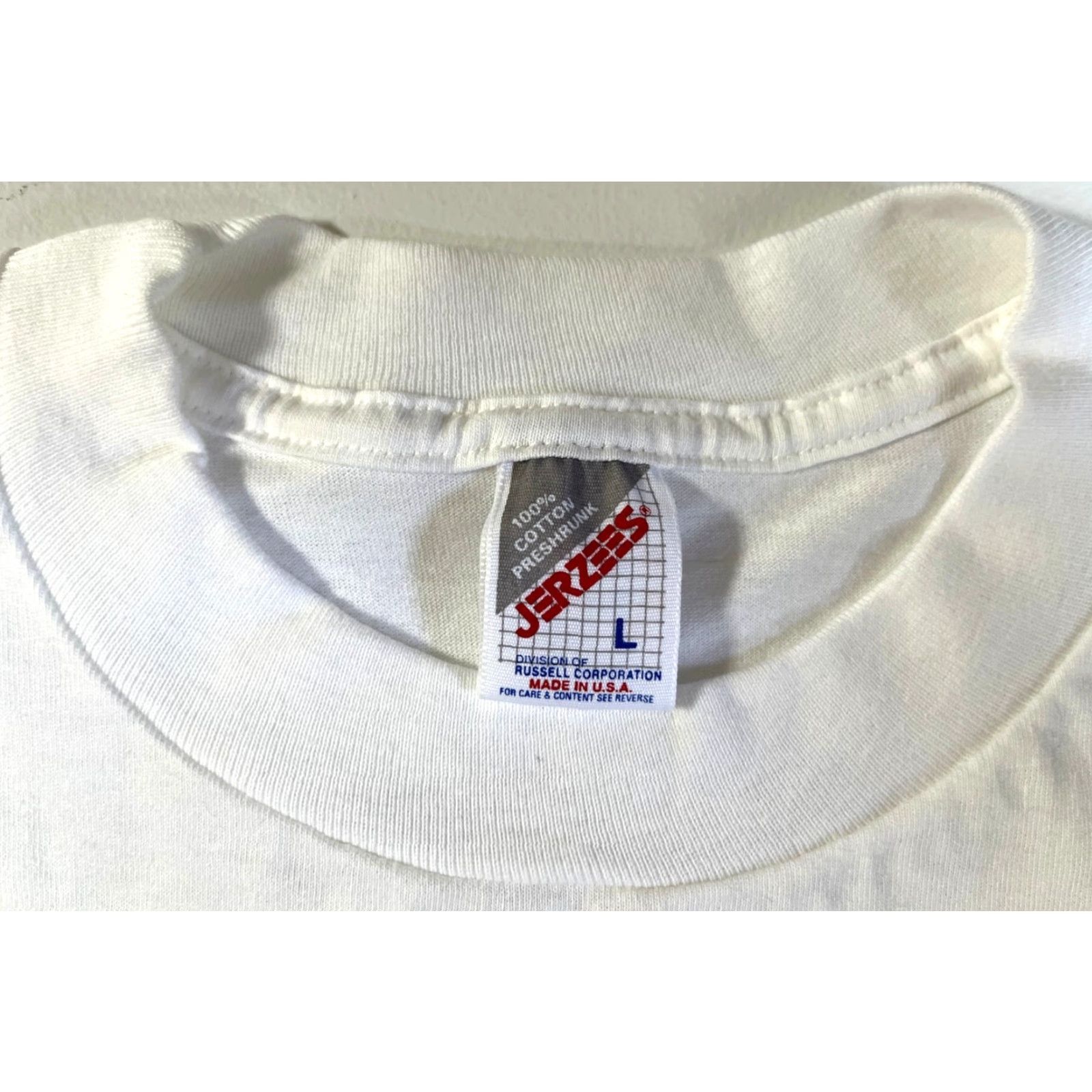 Jerzees VINTAGE Jerzees T-Shirt USA 90s Flag Graphic Unisex Adults White 1993 Monuments of America Sz L Size US L / EU 52-54 / 3 - 7 Thumbnail