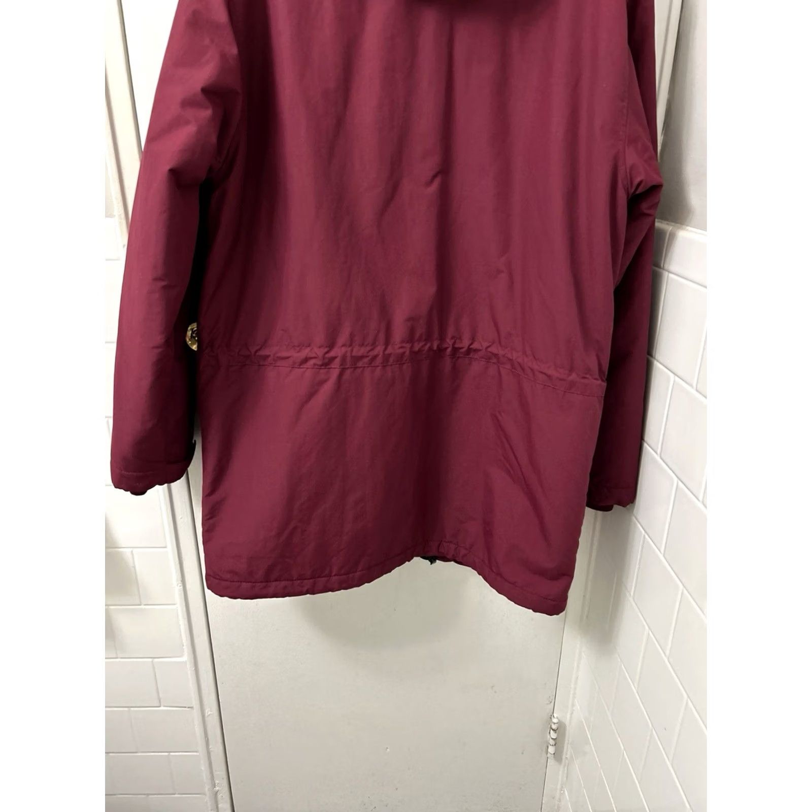 Lands' End Lands' End Squall Parka Jacket Mens M Maroon Full Zip Hooded Insulated Fleece Lined Pocketed Mid-Length Regualr Fit Size US M / EU 48-50 / 2 - 7 Thumbnail